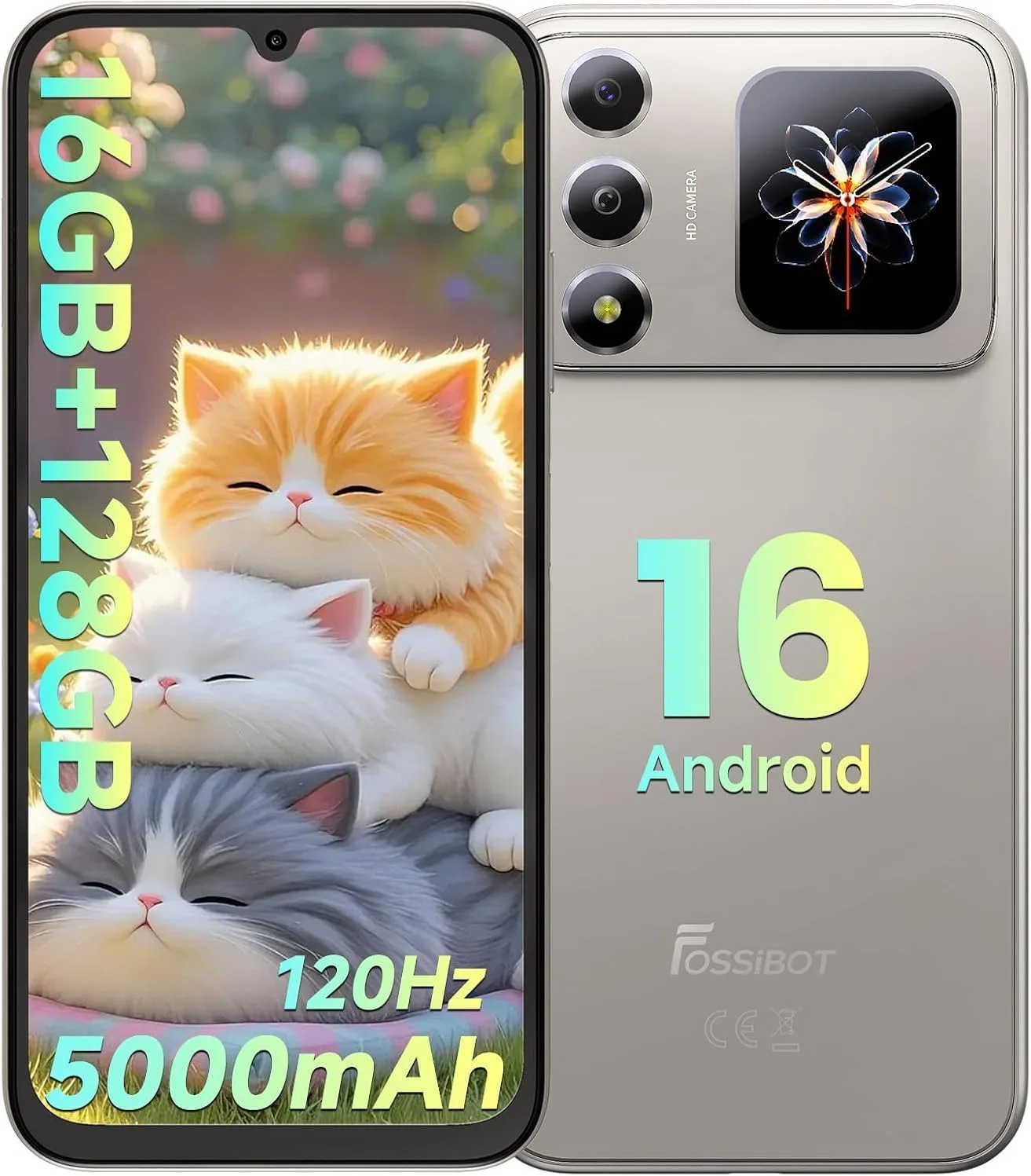 FOSSIBOT S7 Android 16 Unlocked Phones,16GB+128GB+2TB Smarthone