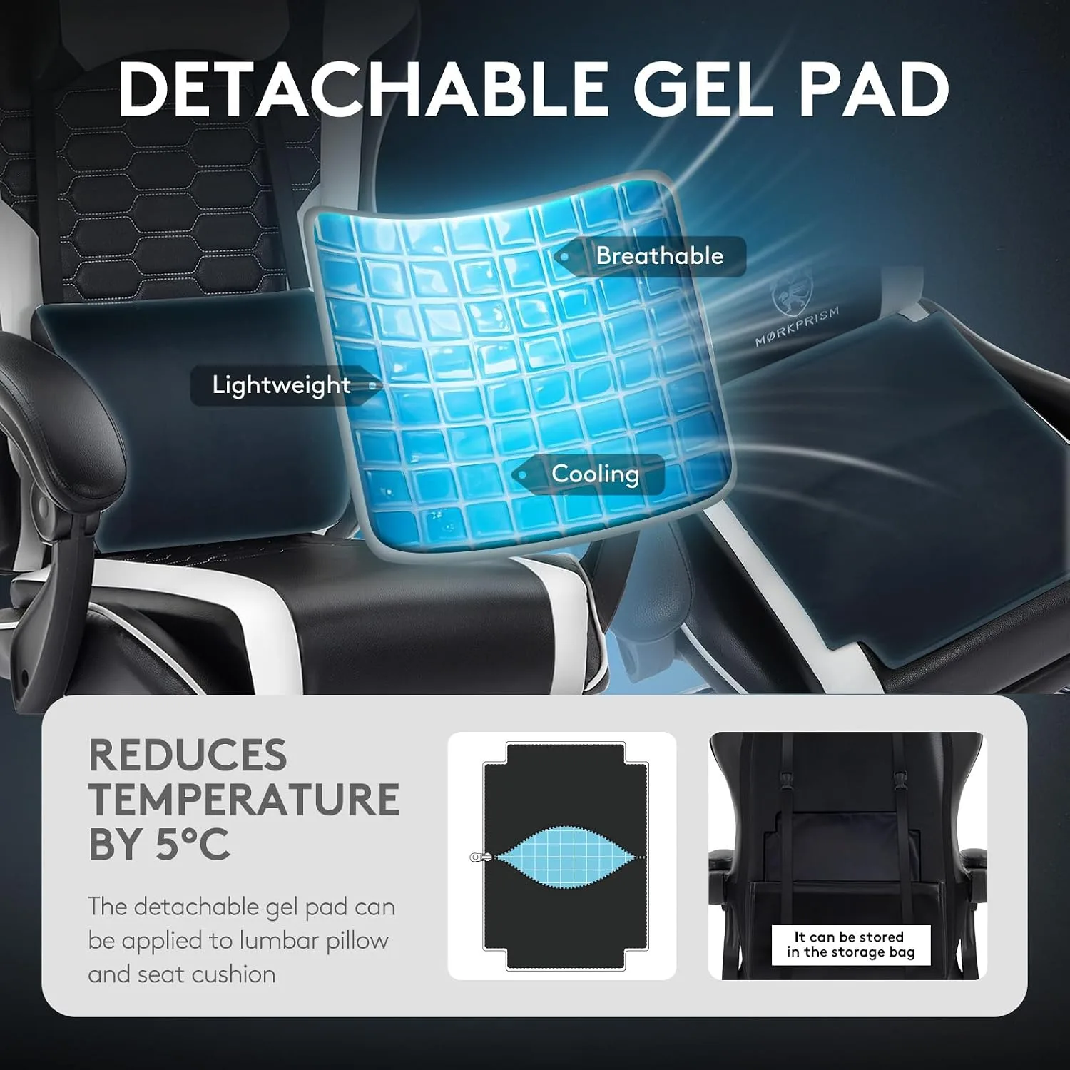 Gaming Chair,Office Chair with Massage,Gel Pad,Black White
