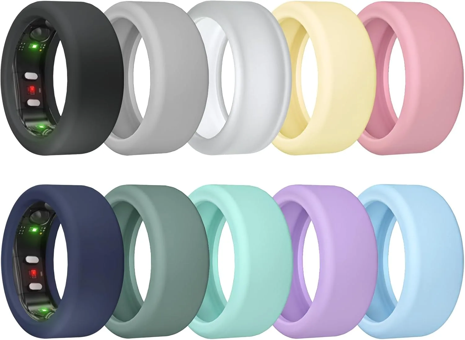 10 Pack Ring Cover for RingConn Gen 3/ Gen 2, Elastic Silicone Ring Protector for RingConn Gen 2 Air Working Out Accessories Men Women (All 10 Colors-4, S (7/8/9/10/11))