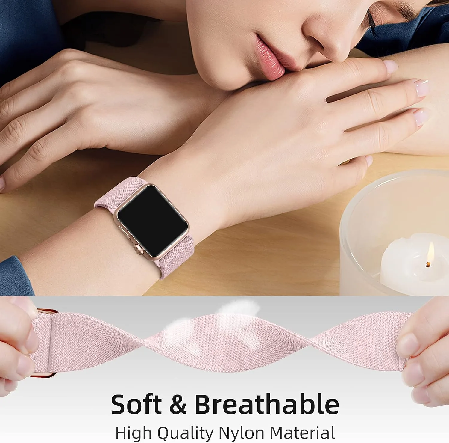 DaQin 3 Pack Stretchy Solo Loop Compatible with Apple Watch Bands Men Women