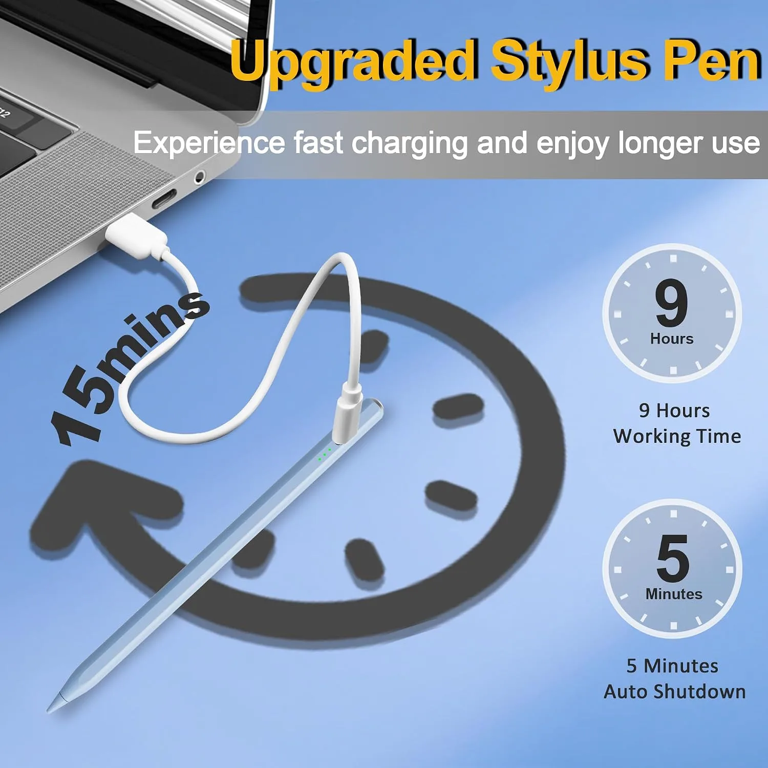 Stylus Pen for iPad 2026-2018, 15 Mins Fast Charge Pencil for iPad A16 11th/10th/9-6th Generation, Air M4 M3 M2 11"/13"/5-3rd, Pro M4 11/12.9/13, Mini A17 Pro/6/5th, Tilt Sensitivity Palm Rejection