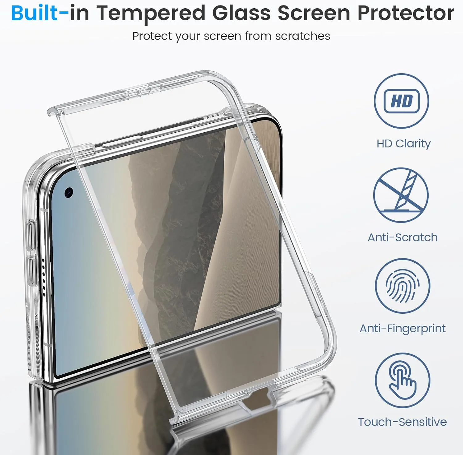 Ruky for iPhone Duo Case, Anti-Yellowing, with Screen Protector, Clear
