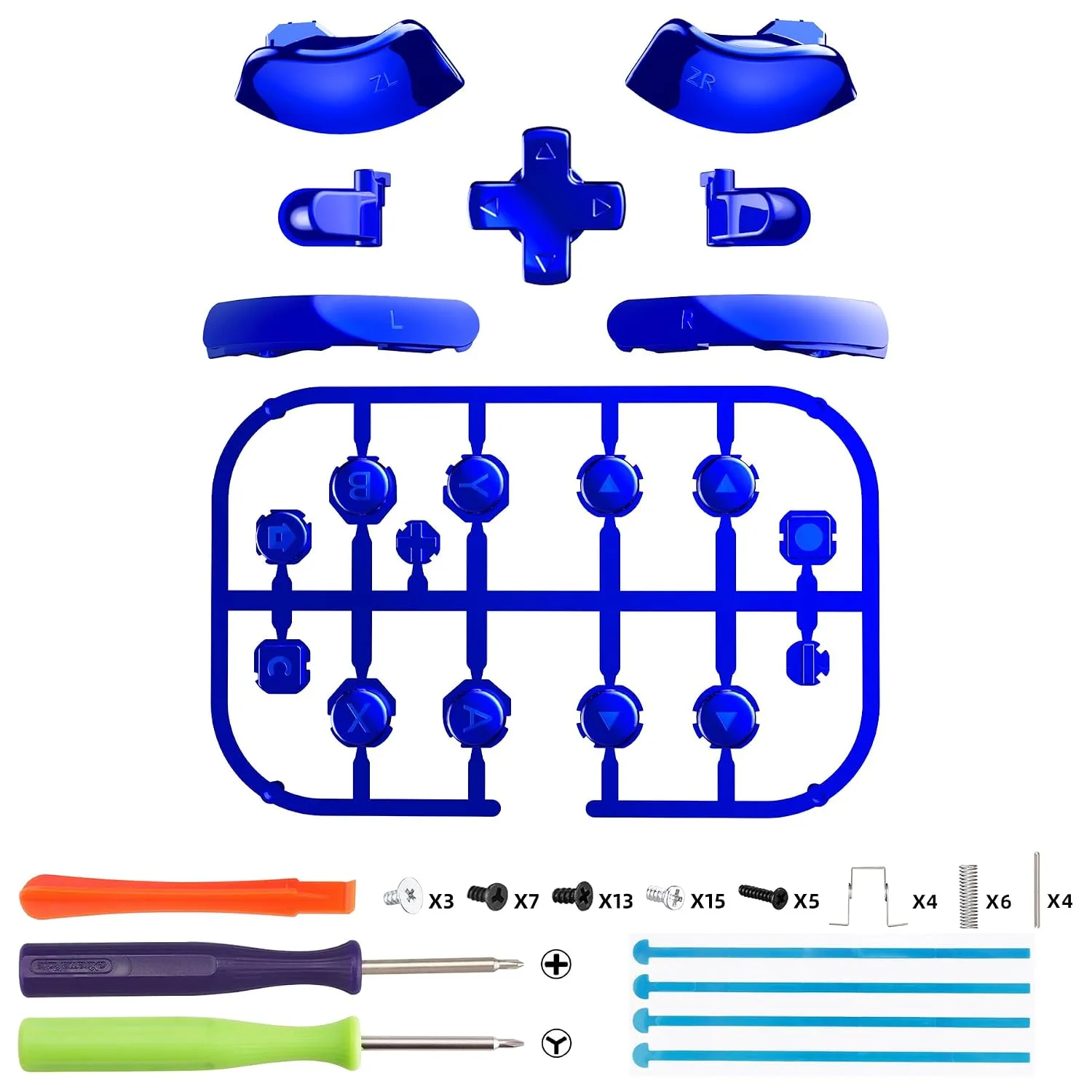 eXtremeRate DIY Replacement Full Set Buttons for Joycon 2, Custom ABXY Direction Keys Dpad + - C Home Capture Release L R ZR ZL Trigger Buttons for Nintendo Switch 2 Controller - Chrome Blue