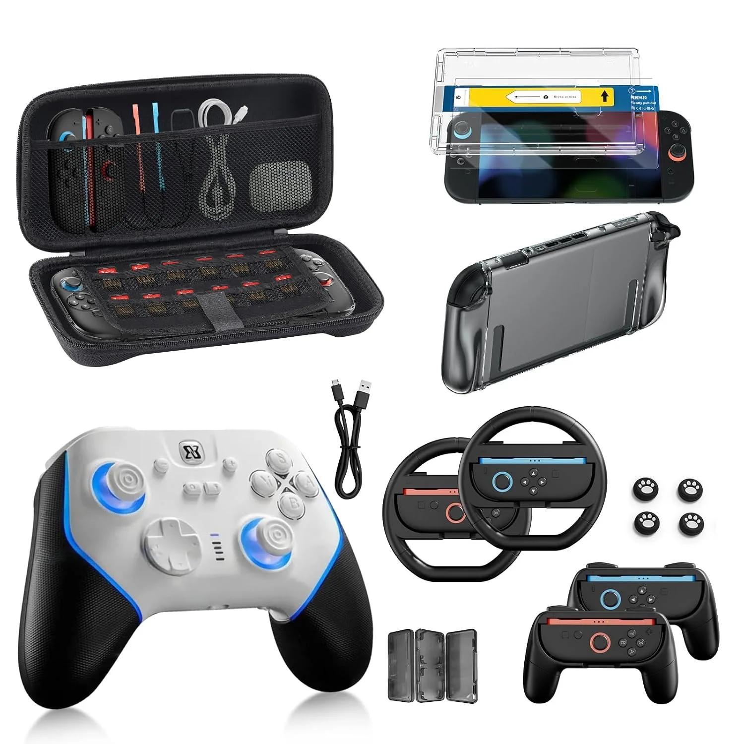 Pro Controller Accessories Bundle for Nintendo Switch 2, 17-in-1 Game Kit
