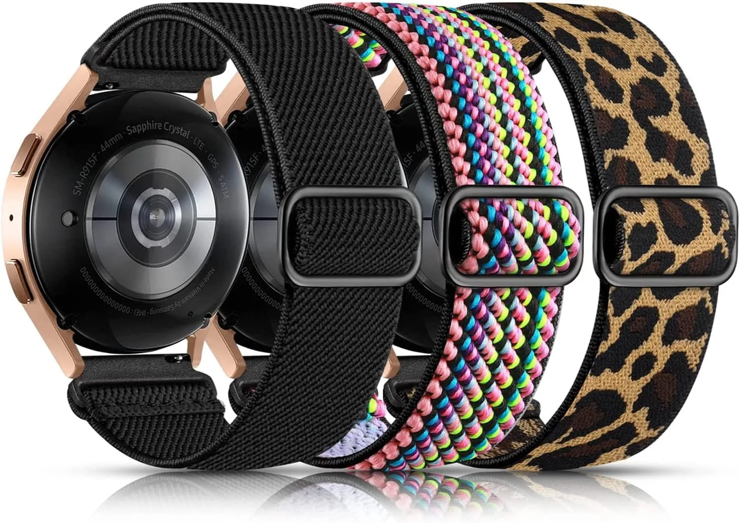Lerobo Elastic Bands Compatible with Samsung Galaxy Watch 7 6 5 4 40mm 44mm/Watch 6 Classic 43mm 47mm/Watch 4 Classic Band 42mm 46mm/Watch FE/5 Pro/Active 2,3 Pack Soft Adjustable Nylon Sport Band