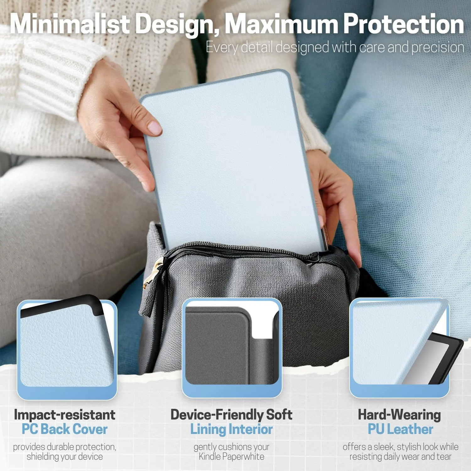 TNP Kindle Paperwhite 12th Gen Case, Colorsoft 7-Inch Cover, Light Blue