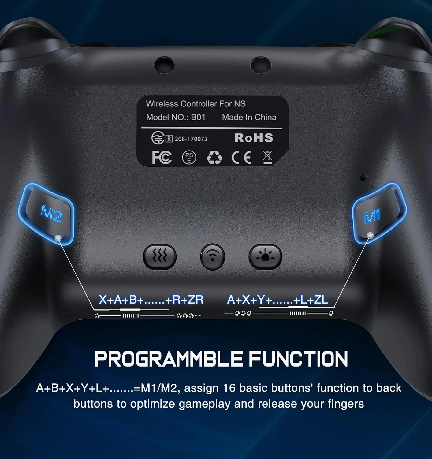 ELISWEEN Switch Controller, Wireless Switch Controller Compatible with Switch Controller 1/Switch 2/Switch Lite/OLED, Wireless Switch Controllers Work with iOS/Android/PC with RGB Light, Programmable
