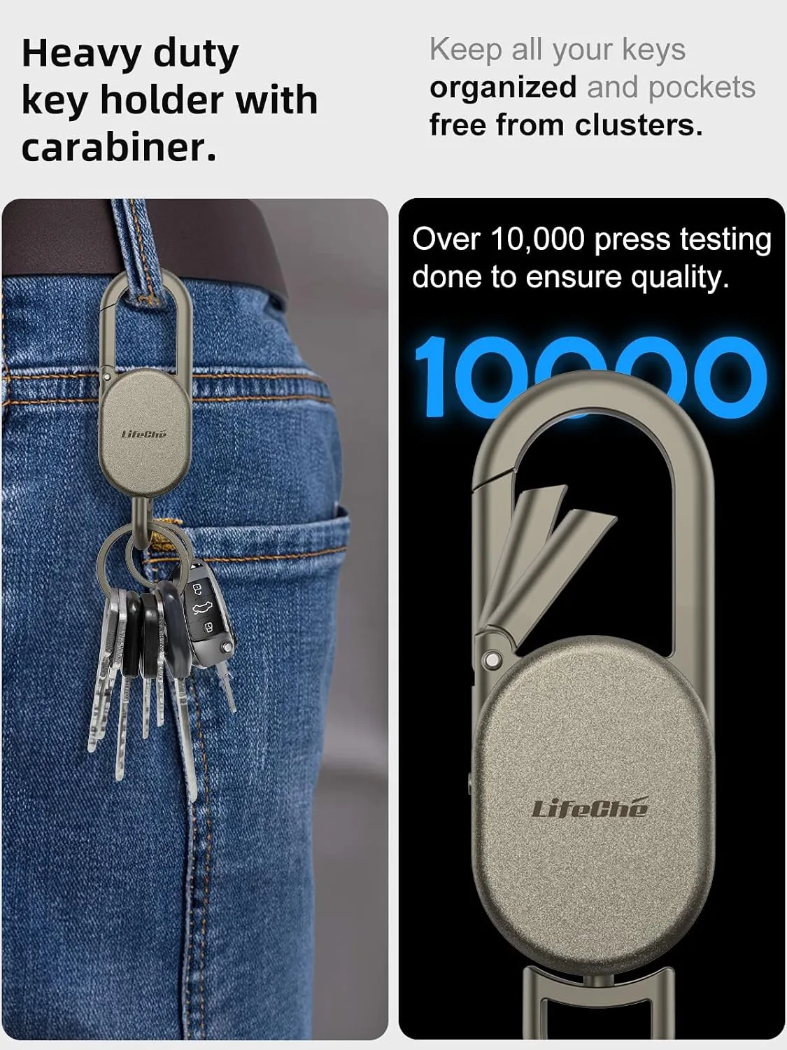 Find My Key Finder, Stainless Steel Keychain, Rechargeable Tracker