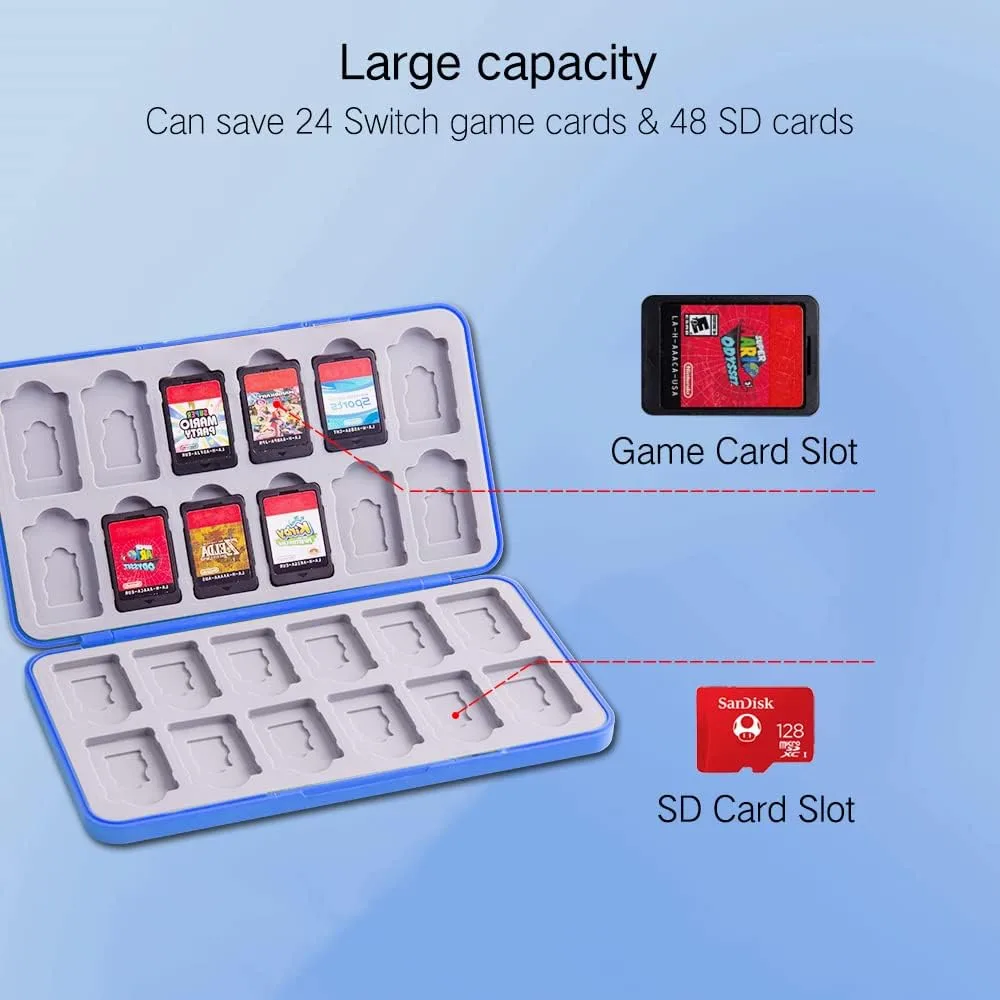 PERFECTSIGHT Game Card Case for Nintendo Switch/Switch Lite/OLED, 24 Game Holder Cartridge Case for Game Cards and 24 SD Cards, Portable Compact Storage Box (Starry Night, 24 Slots)