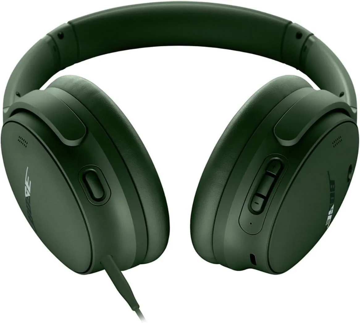 Bose QuietComfort Headphones - Wireless Bluetooth Headphones, Active Over Ear Noise Cancelling and Mic, Deep Bass Bundle + Desktop Headphone Stand + Green Extreme Dual Wall Charger (Cypress Green)