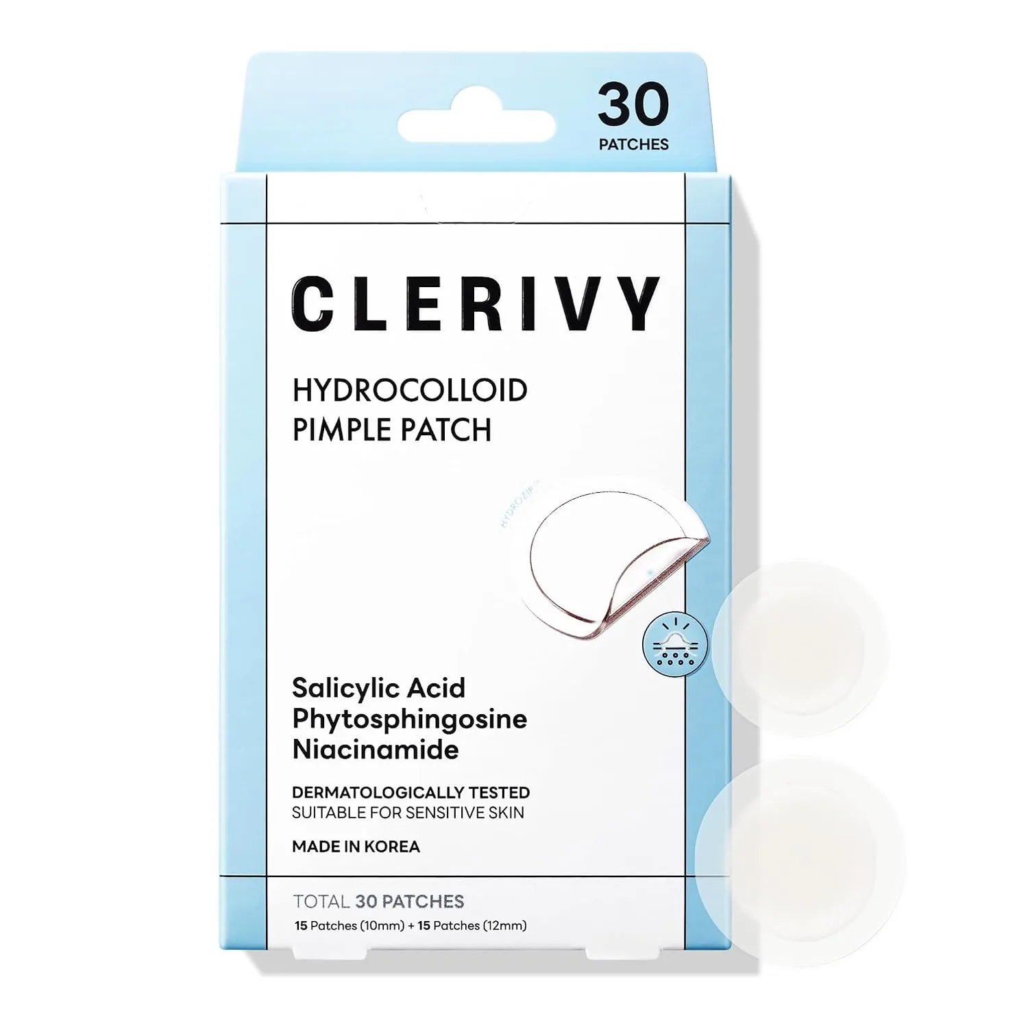 Hydrocolloid Pimple Patches, Salicylic Acid & Phytosphingosine (30 Count)