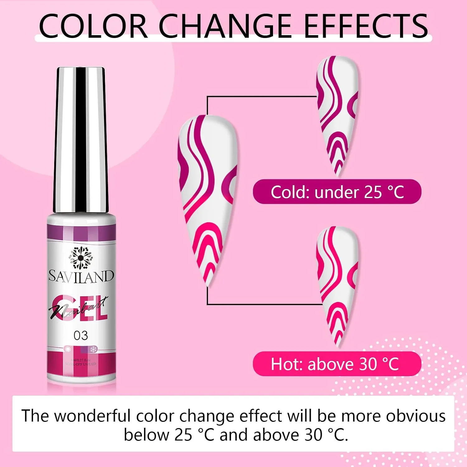 SAVILAND Temperature Color Change Gel Nail Art Polish: Nail Art Pens 6 Colors Changing Liner Gel Polish Mood Temperature Change Nail Polish Set Soak Off Nail DIY Salon Manicure Home Gift Christmas