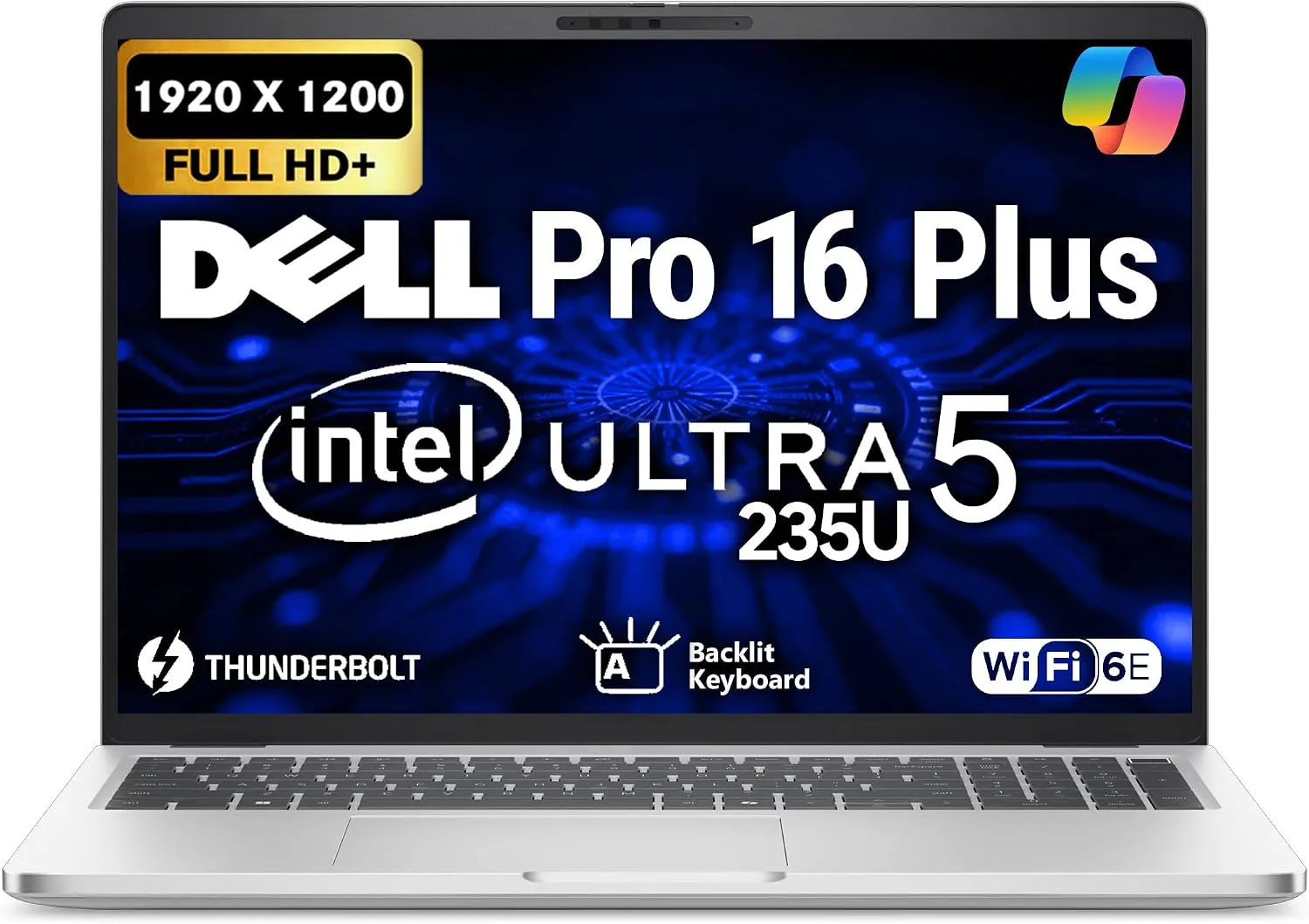Dell Pro 16 Plus PB16250 (Replaces Latitude 5550) AI Business Laptop 16" FHD+ Intel Core Ultra 5 235U, 32GB DDR5 RAM, 1TB SSD PCIe, Wi-Fi 6E, Backlit Keyboard, HD Webcam, RJ-45, W11Pro - Silver