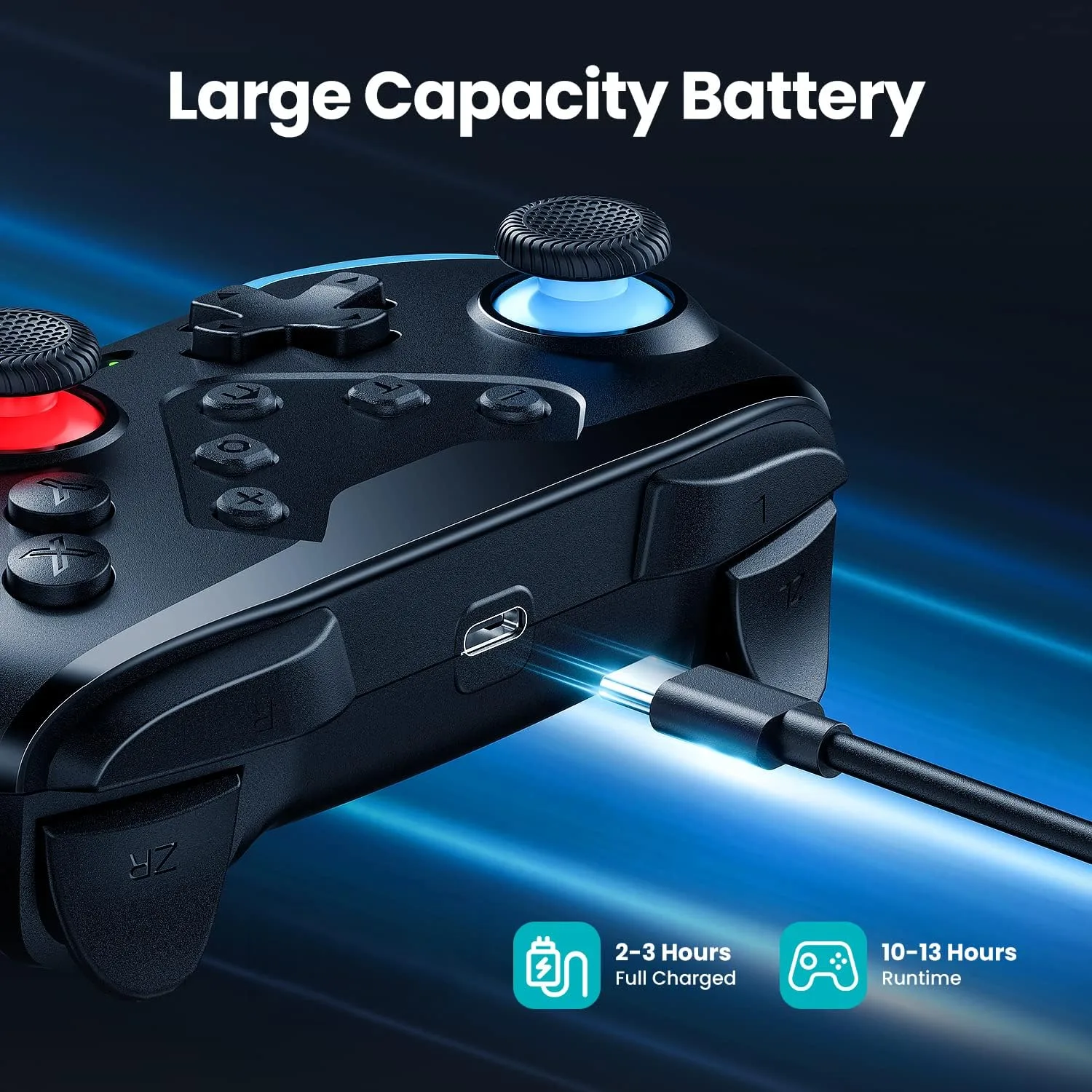 VOYEE Switch Controller for Switch/Lite/OLED, Pro Controller Red-Blue