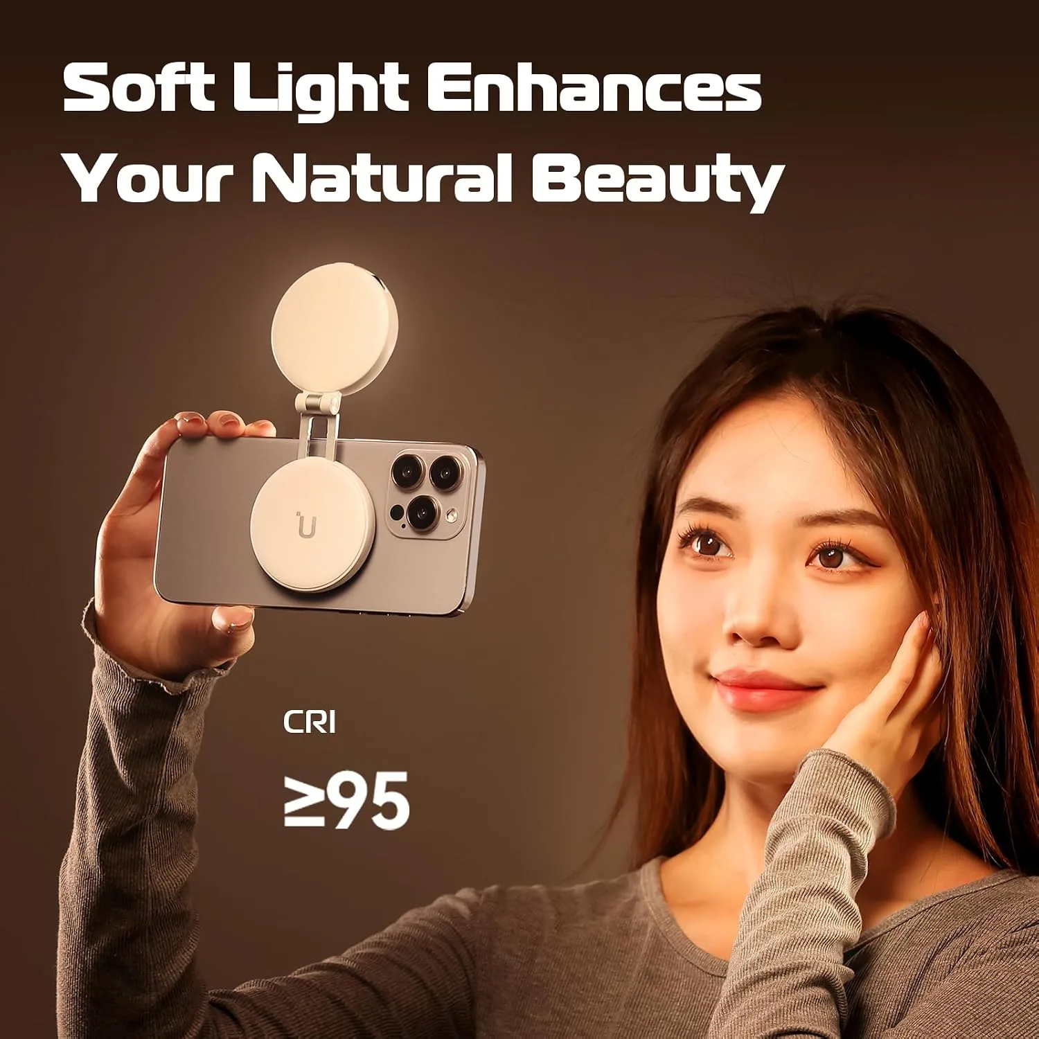 ULANZI LM19 Magnetic Selfie Light, LED Phone Ring Light for iPhone MagSafe, CRI95+ 2500K-8500K Portable Magnetic Phone Fill Lights for Selfies TikTok Video Call Makeup Photography YouTube Vlog - Black