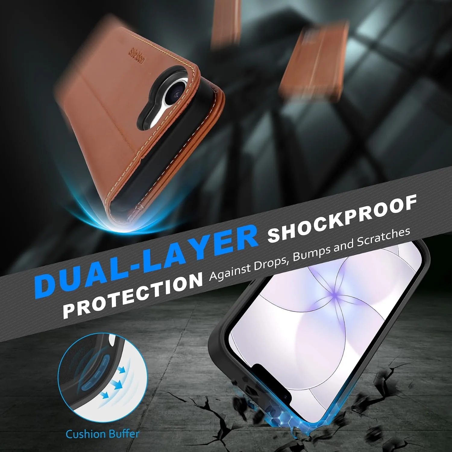 SHIELDON Detachable Leather Wallet Case for iPhone 17e 6.1", Retro Brown