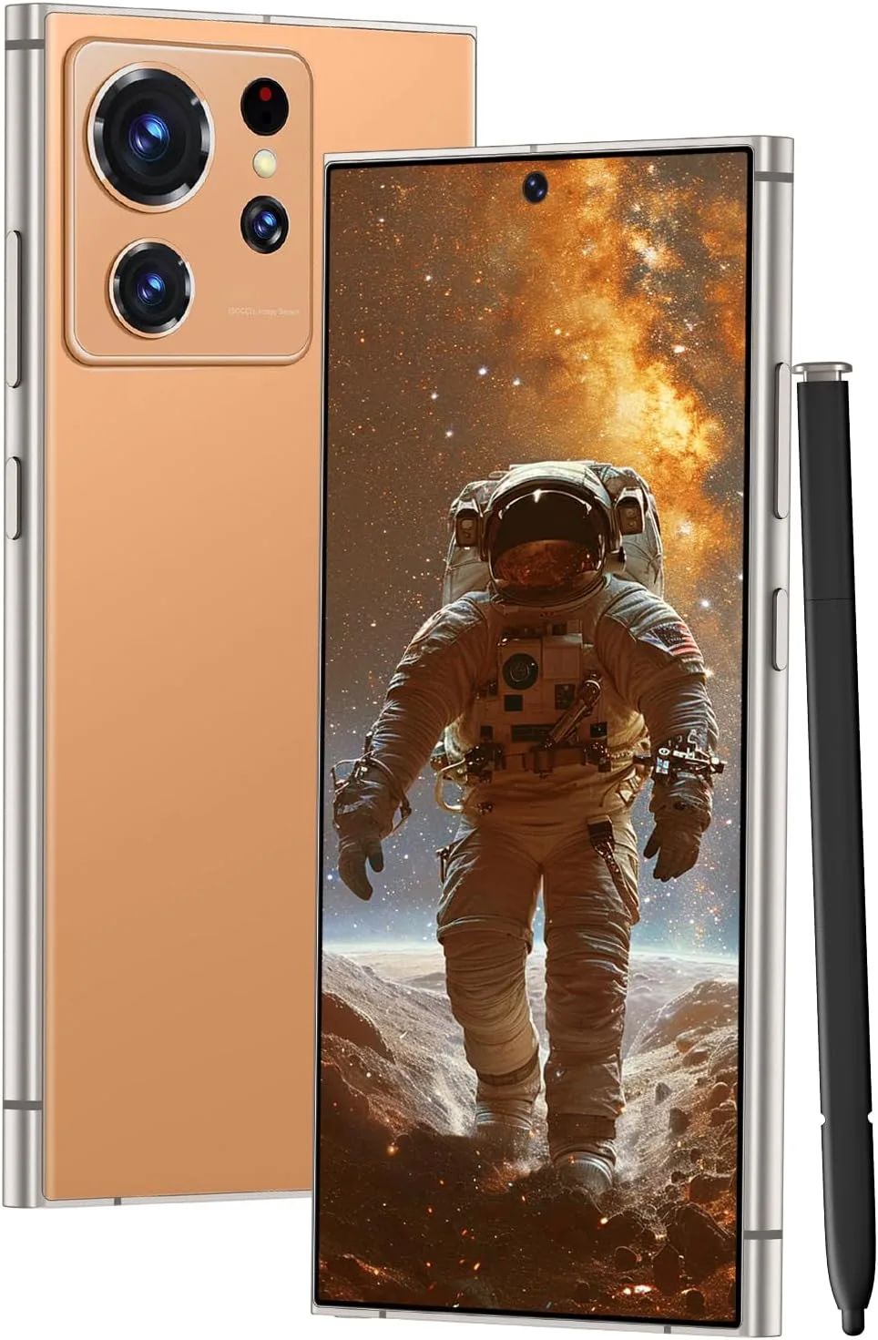 C24 Ultra Unlocked Cell Phones Smartphone with Built-in Pen 8+256GB Android 13 Phones 6.8" HD Screen Dual SIM 108MP+48MP Camera (Oranges)