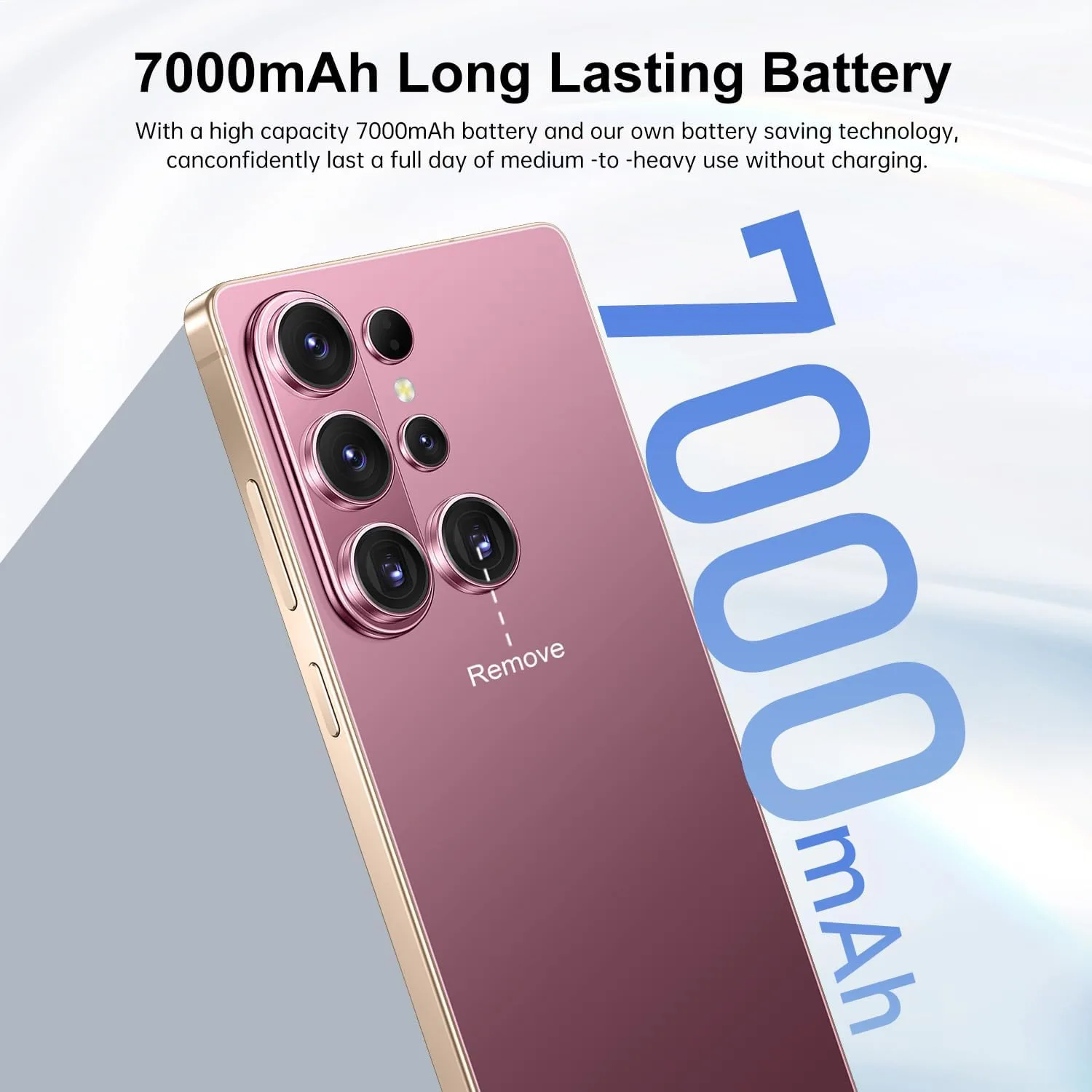 Huness S26 Ultra Unlocked Phone,Built in Pen The Phone,Cell Phone Battery 7000mAh 6.99" HD Screen,Android 15 16+512GB Smartphone,Dual SIM/5G/Face ID/Fingerprint Lock/GPS (Rose Gold)