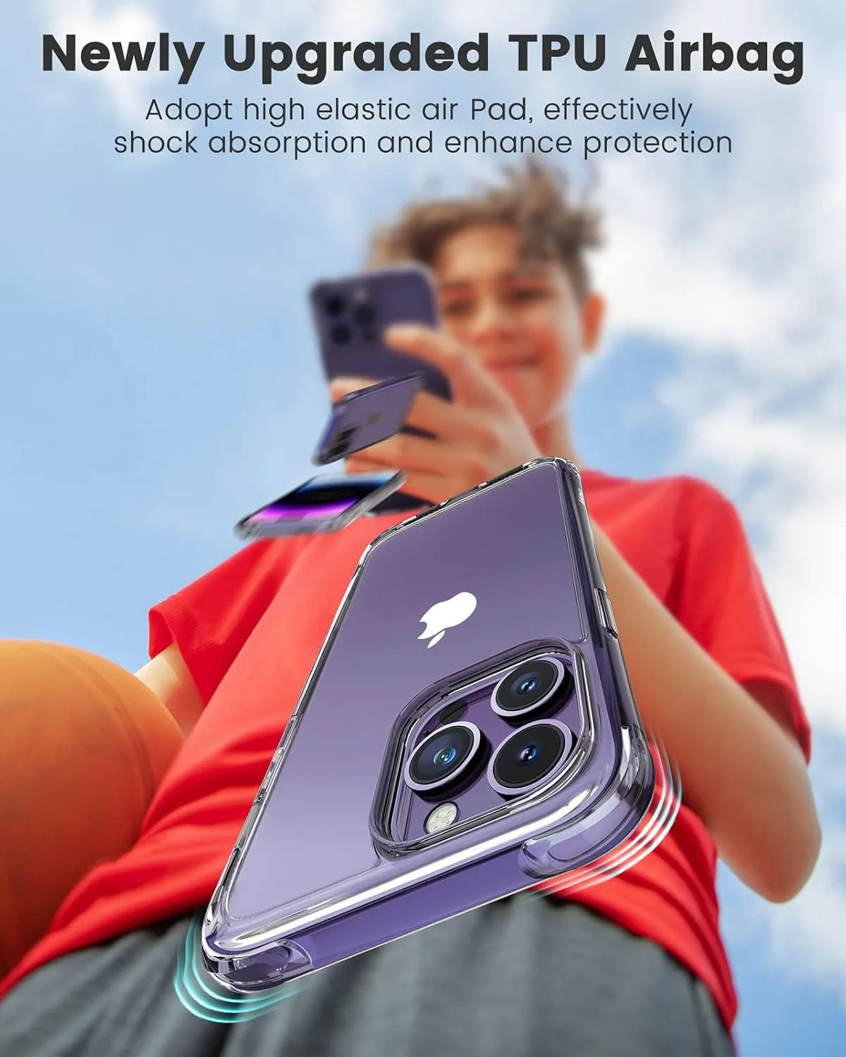 Mkeke for iPhone 14 Pro Max Case Clear, [Not-Yellowing][Military-Grade Drop Protection] Shockproof Protective Phone Cases 2022