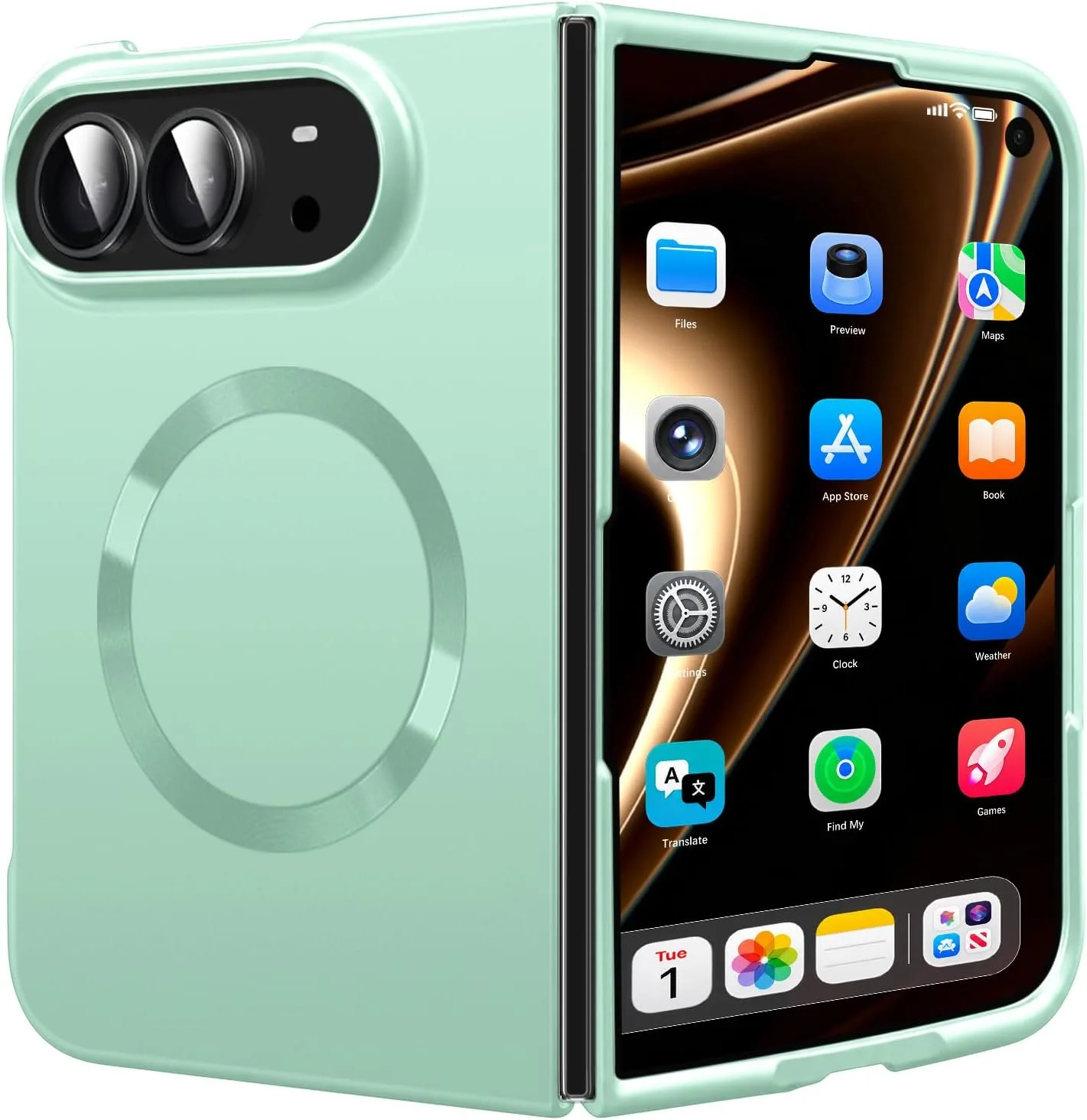 Case for iPhone Duo, Magnetic Phone Case Compatible with Mag-Safe，Green