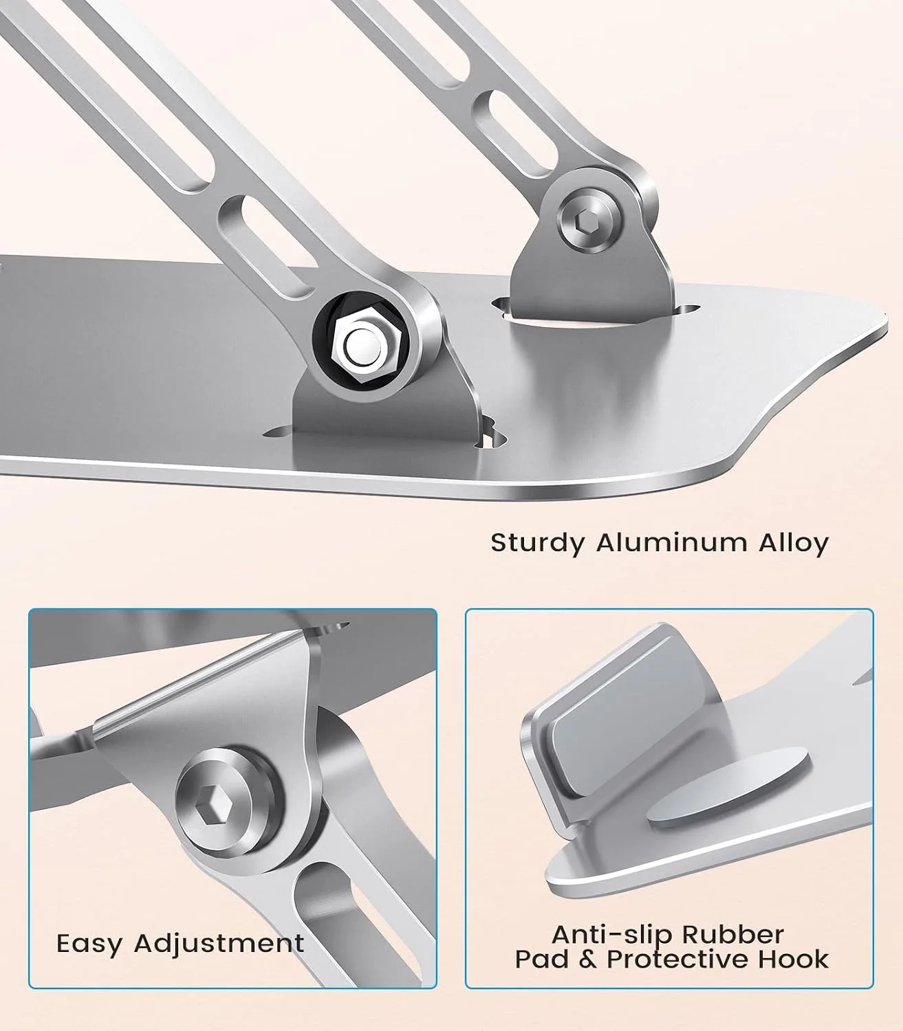 JOIOT Adjustable Aluminum Laptop Stand, Ergonomic Riser for 11-16" Laptops
