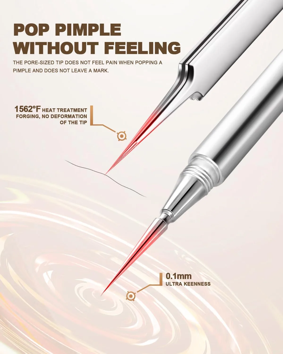 SGNEKOO Milia Remover Whitehead Extractor, Blackhead Tweezers with Angled Loop & Acne Needle Rose Gold in Case,Professional Facial Tool Kit