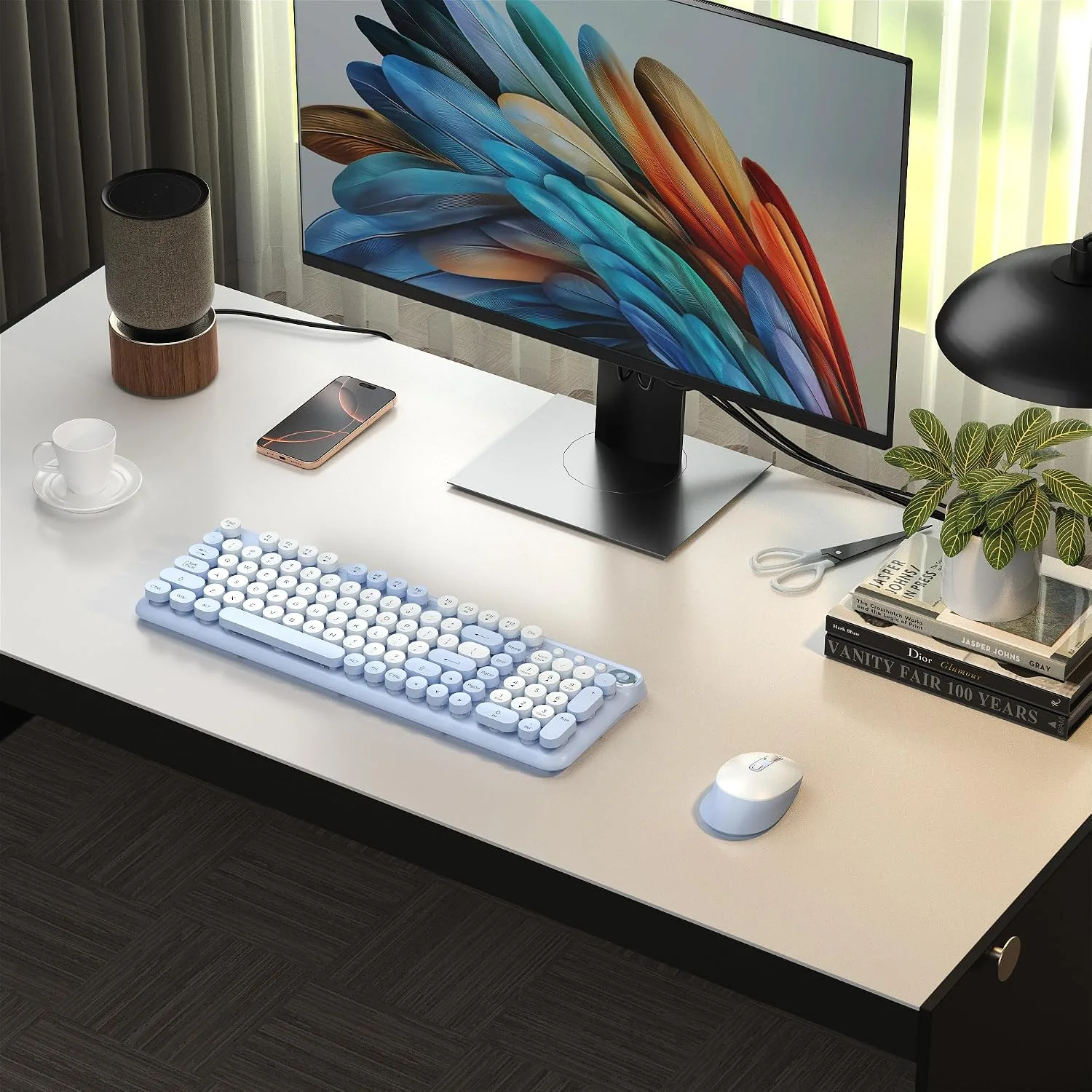 Colorful Wireless Keyboard and Mouse Combo (Blue)