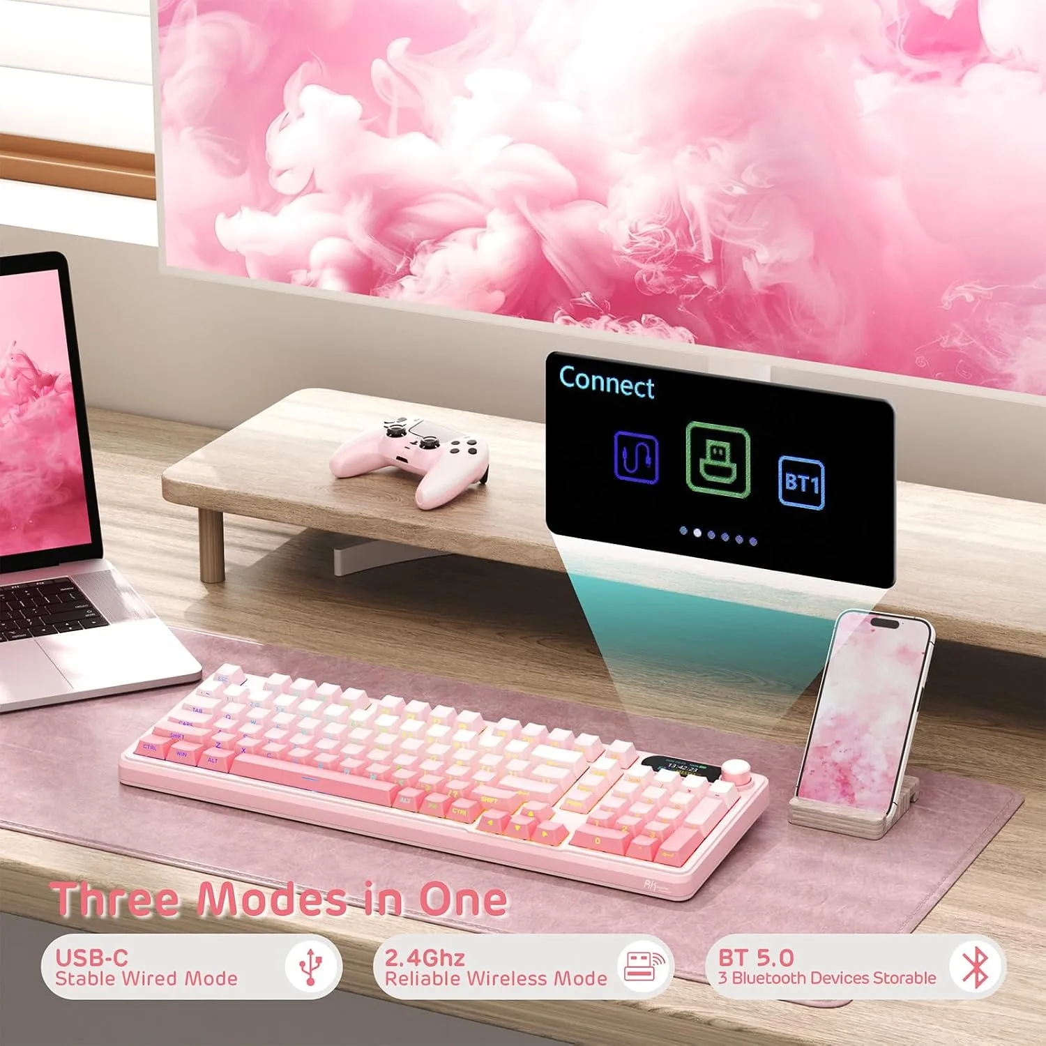 RK ROYAL KLUDGE S98 Wireless Mechanical Keyboard with TFT Screen & Knob