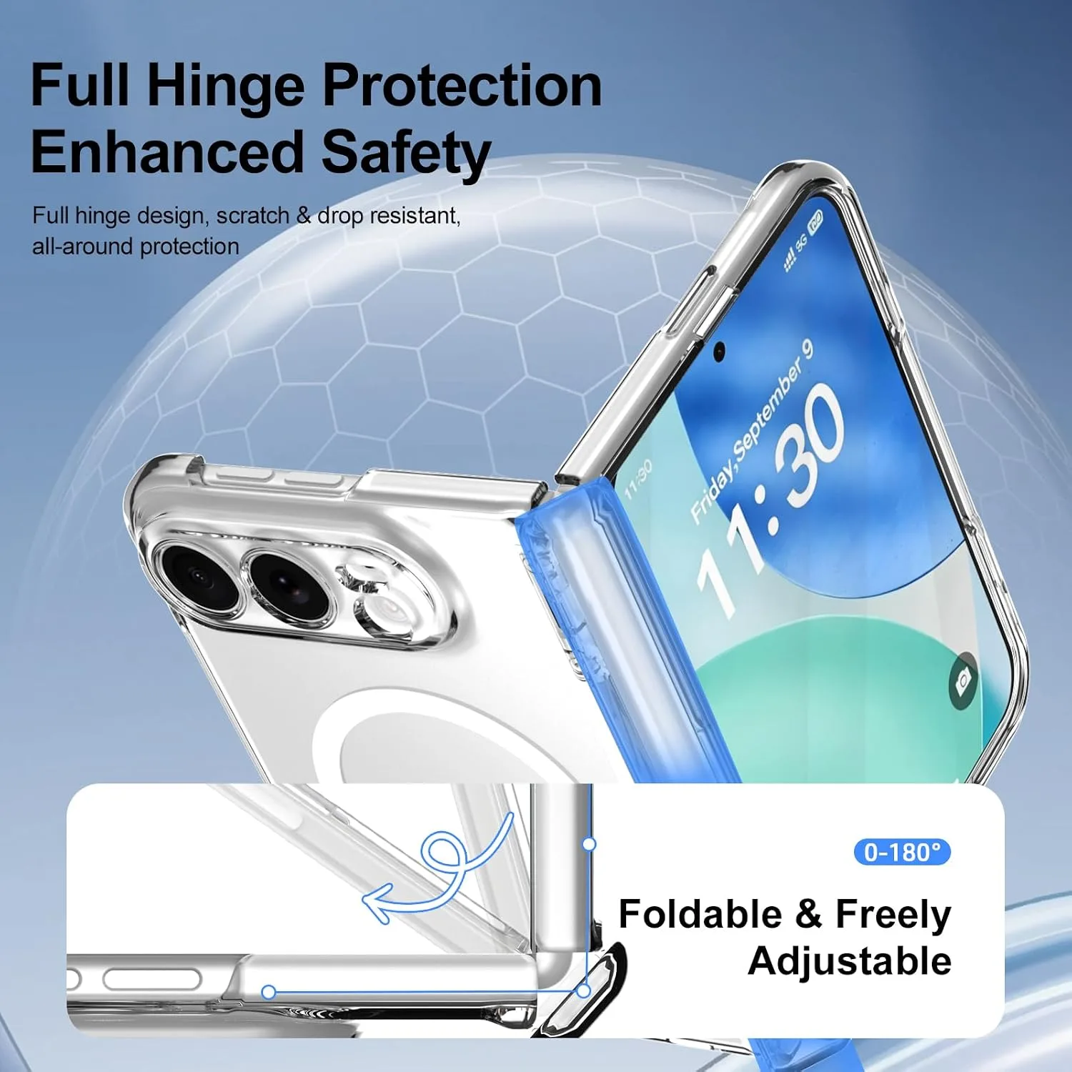 for iPhone Duo Case Compatible with MagSafe, Bulit-in Screen Protector & Spring Hinge Protection, Anti-Yellowing Ultra Strong Magnetic Slim Thin Phone Cover for iPhone Duo (Clear)