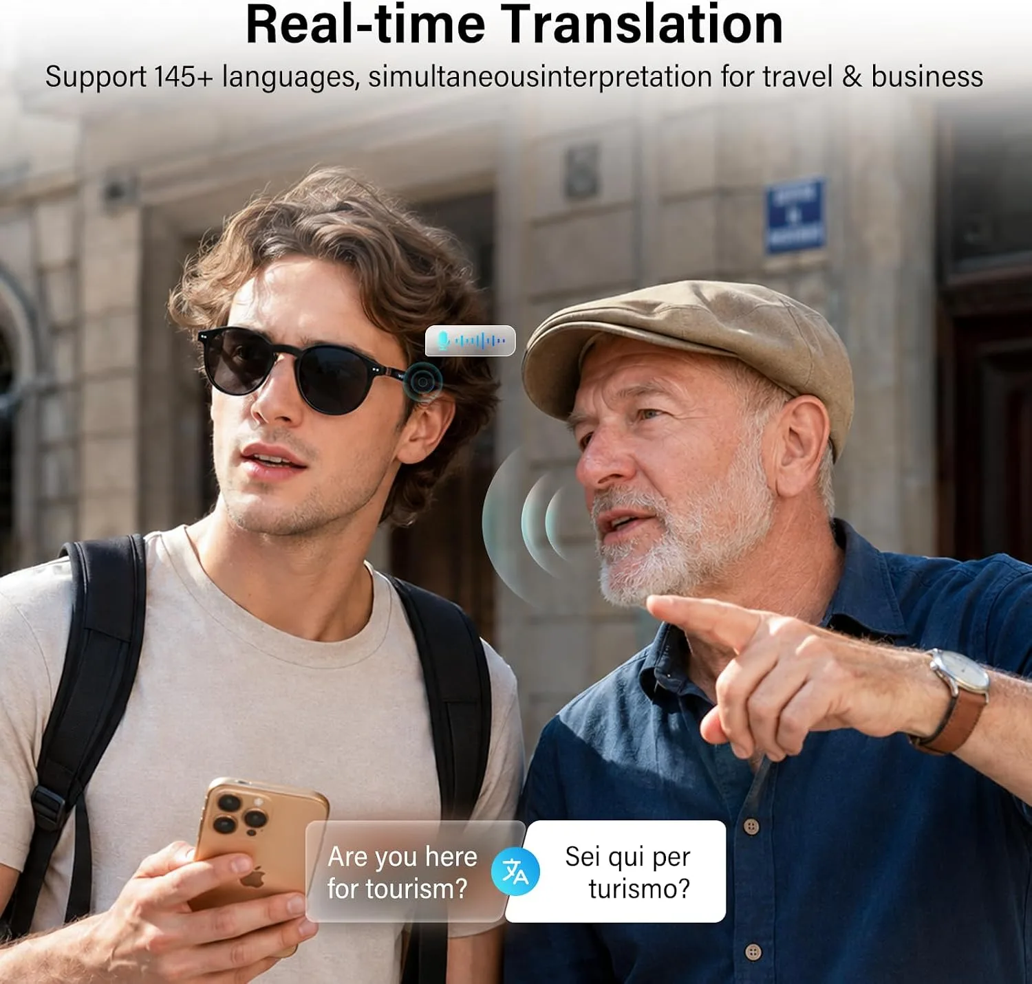 GetD 2026 AI Smart Acetate Glasses, Bluetooth Sunglasses with ChatGPT and 145-Language Real-time Translator, Nylon Polarized Lens, Open-Ear Audio, Voice Control for Travel & Business