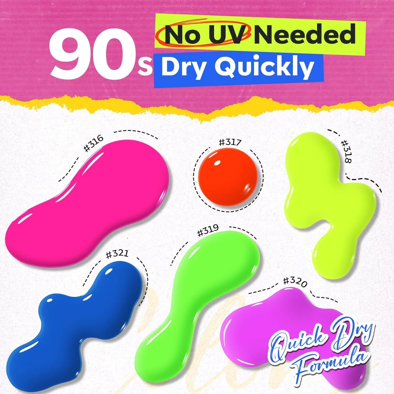 modelones Neon Nail Polish, 6 Colors Quick Dry Neon Pink Nail Polish Set