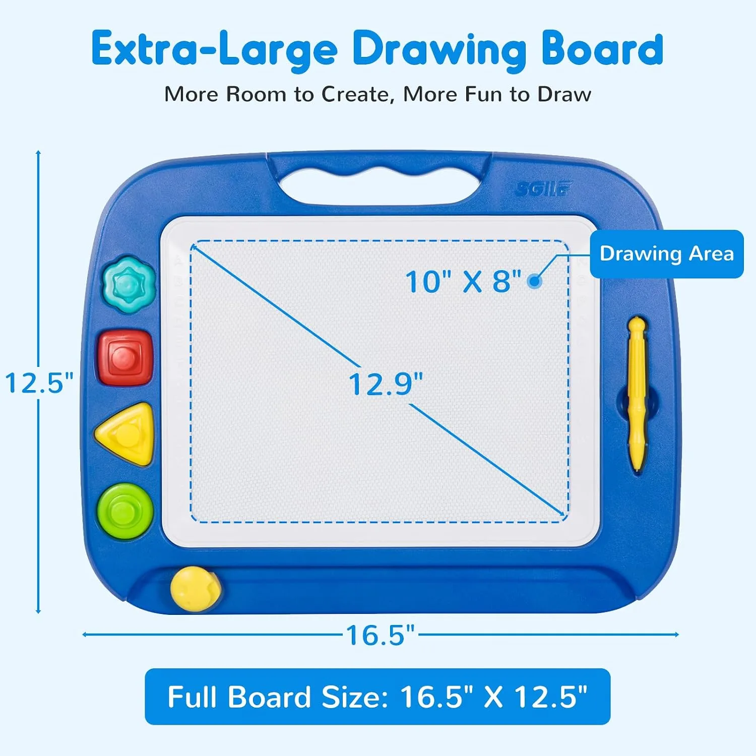 SGILE Magnetic Drawing Board for Kids, Toddler Doodle Toys, Large 16 × 13"