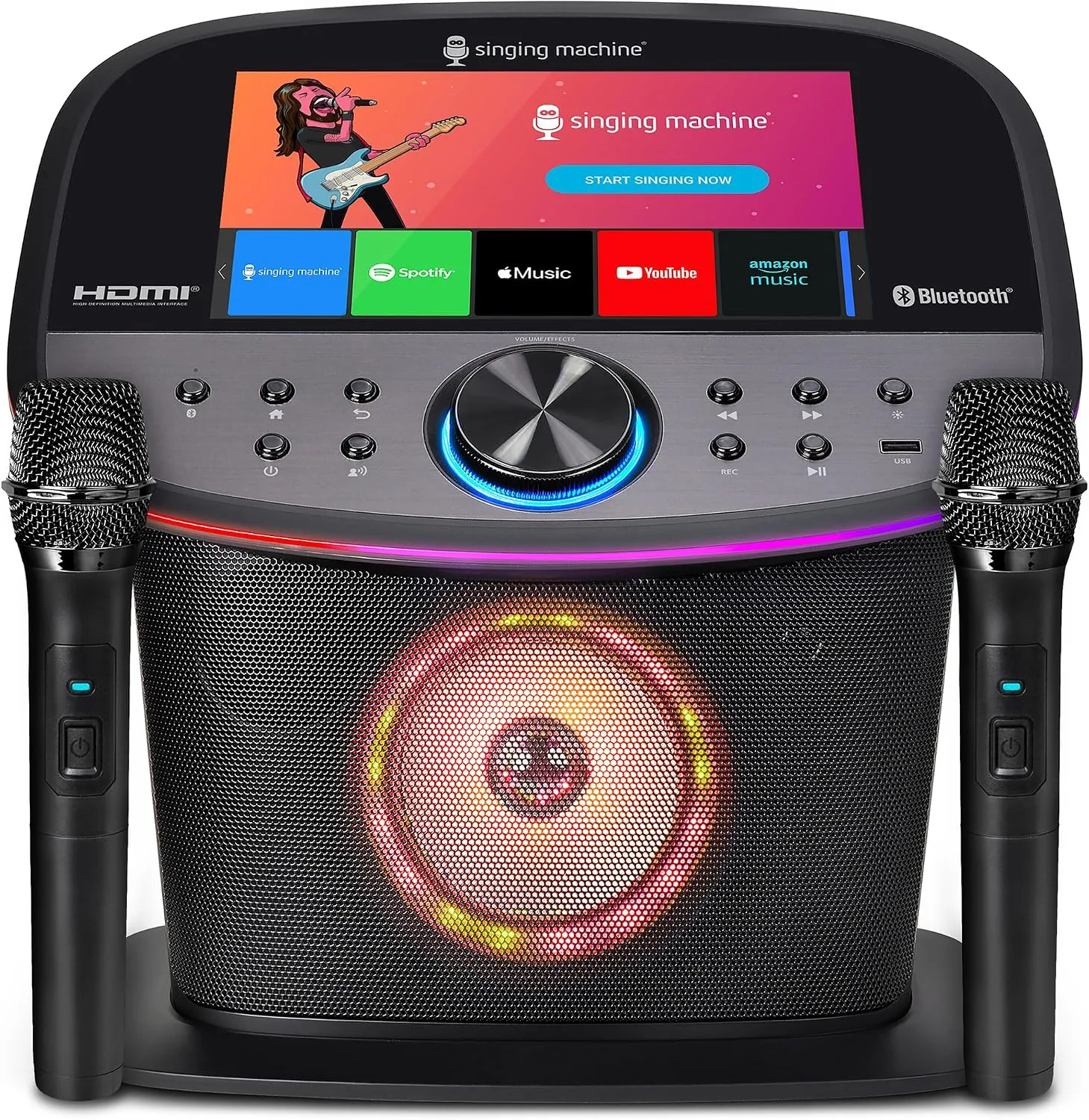 Máquina de karaoke Singing Machine con pantalla táctil, WiFi y 2 micrófonos inalámbricos
