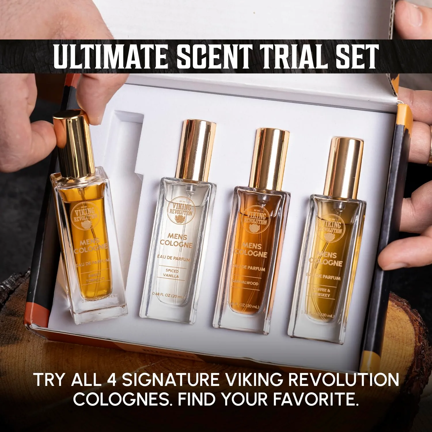 Viking Revolution Mens Cologne Sampler Set - Travel Size 0.68 fl oz(4 Pack)