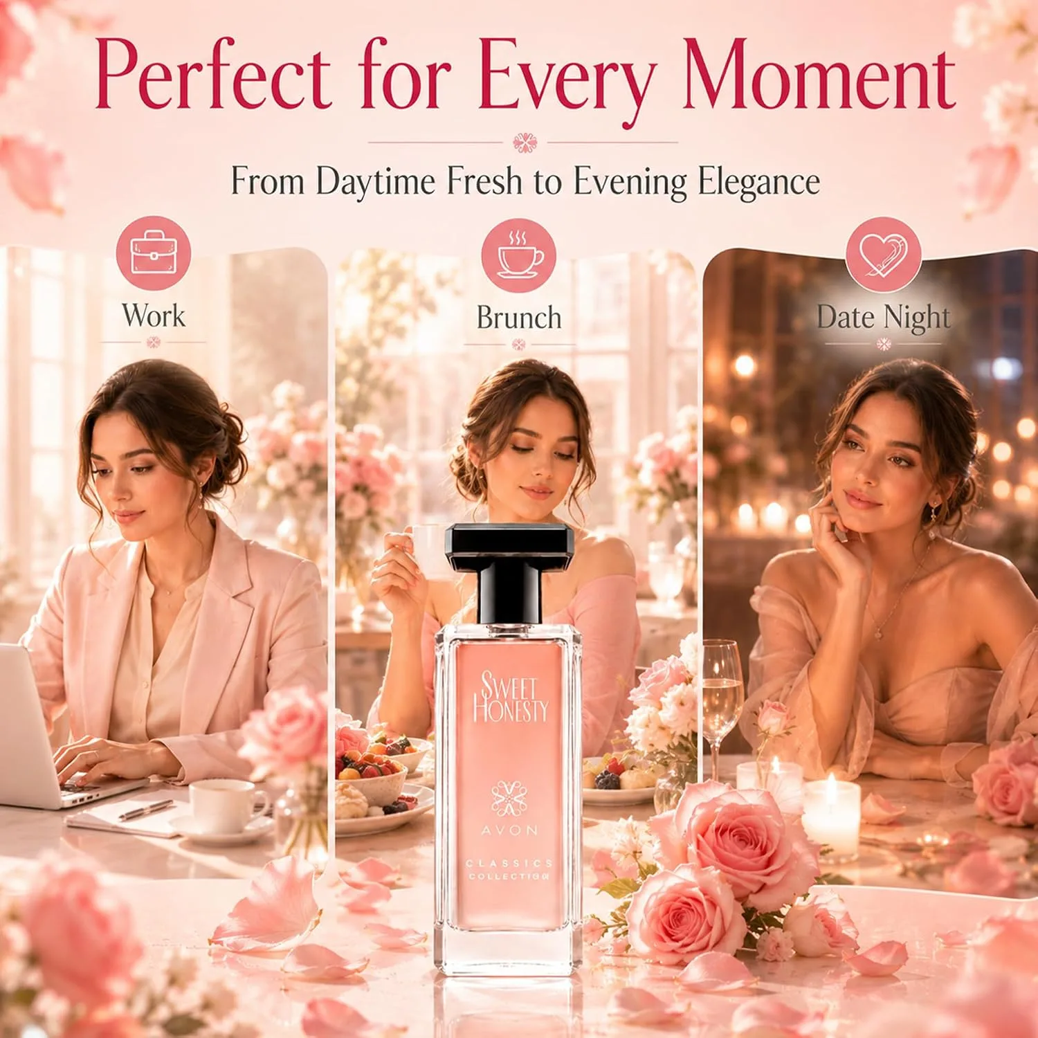 AVON Sweet Honesty Cologne for Women — Fresh Cedarwood Long Lasting Perfumes for Women — Clean Floral Women’s Fragrances with Rose and Lily, 1.7 fl oz — Designer Womens Perfume Gift (Pack of 4)