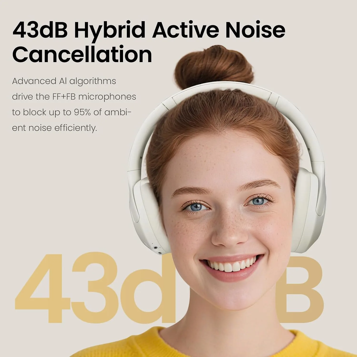 HAYLOU S30 Pro ANC Wireless Headphones, Bluetooth 5.4, 80H Headset White