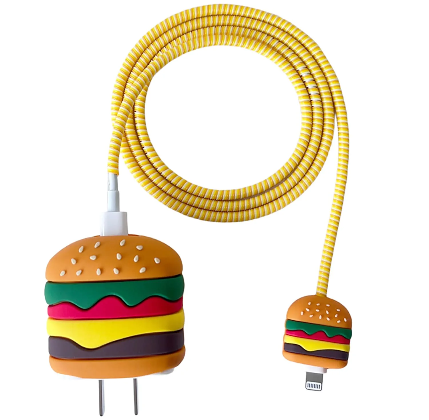 Compatible with iPhone 18W/20W USB-C Charger Protector Cover, 3D Cute Cartoon Charger Case for Apple iPhone 20W USB-C Power Adapter and Lightning Cable Protective Wire Saver (Hamburg)