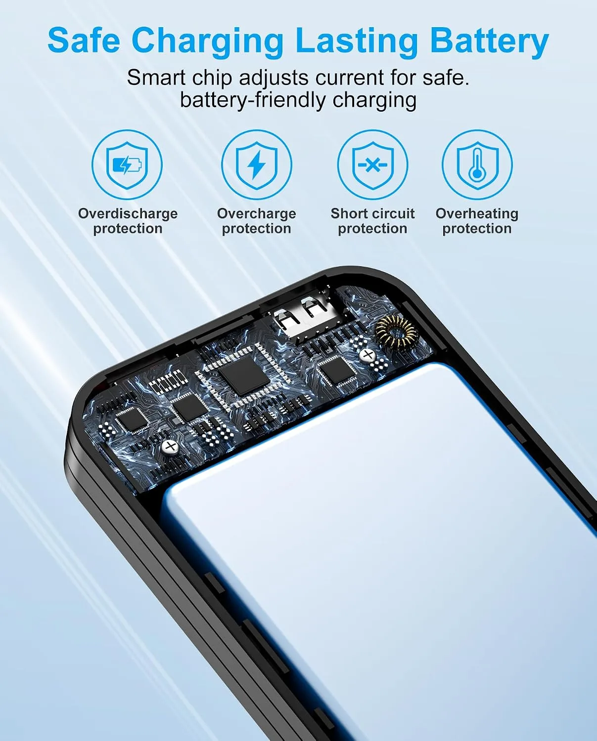 citicr Portable Charger 10000mAh PD20W w/Built-in Cables & Wall Plug Black