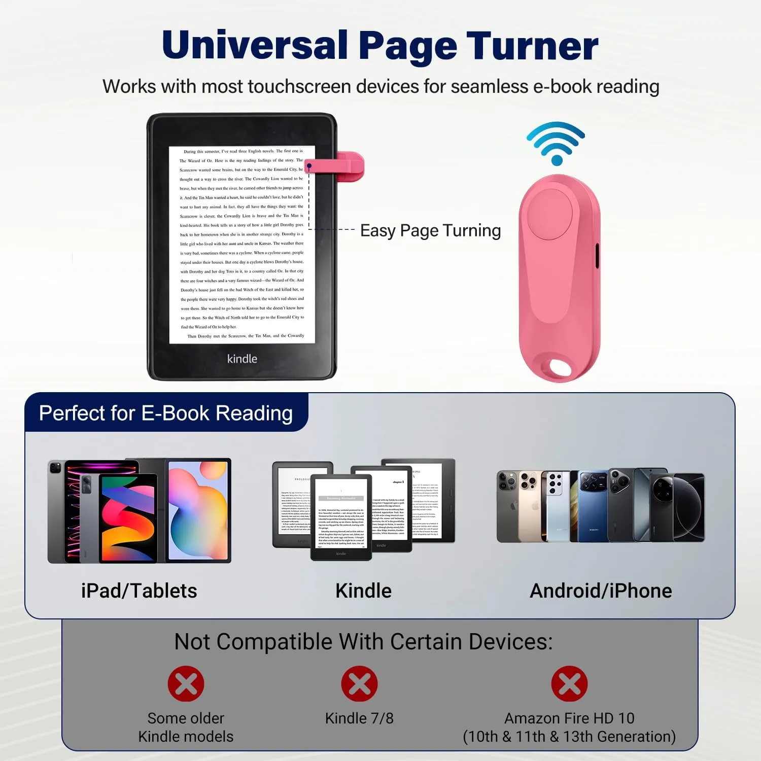 Page Turner for Kindle Remote Control for iPhone iPad Tablets eReaders