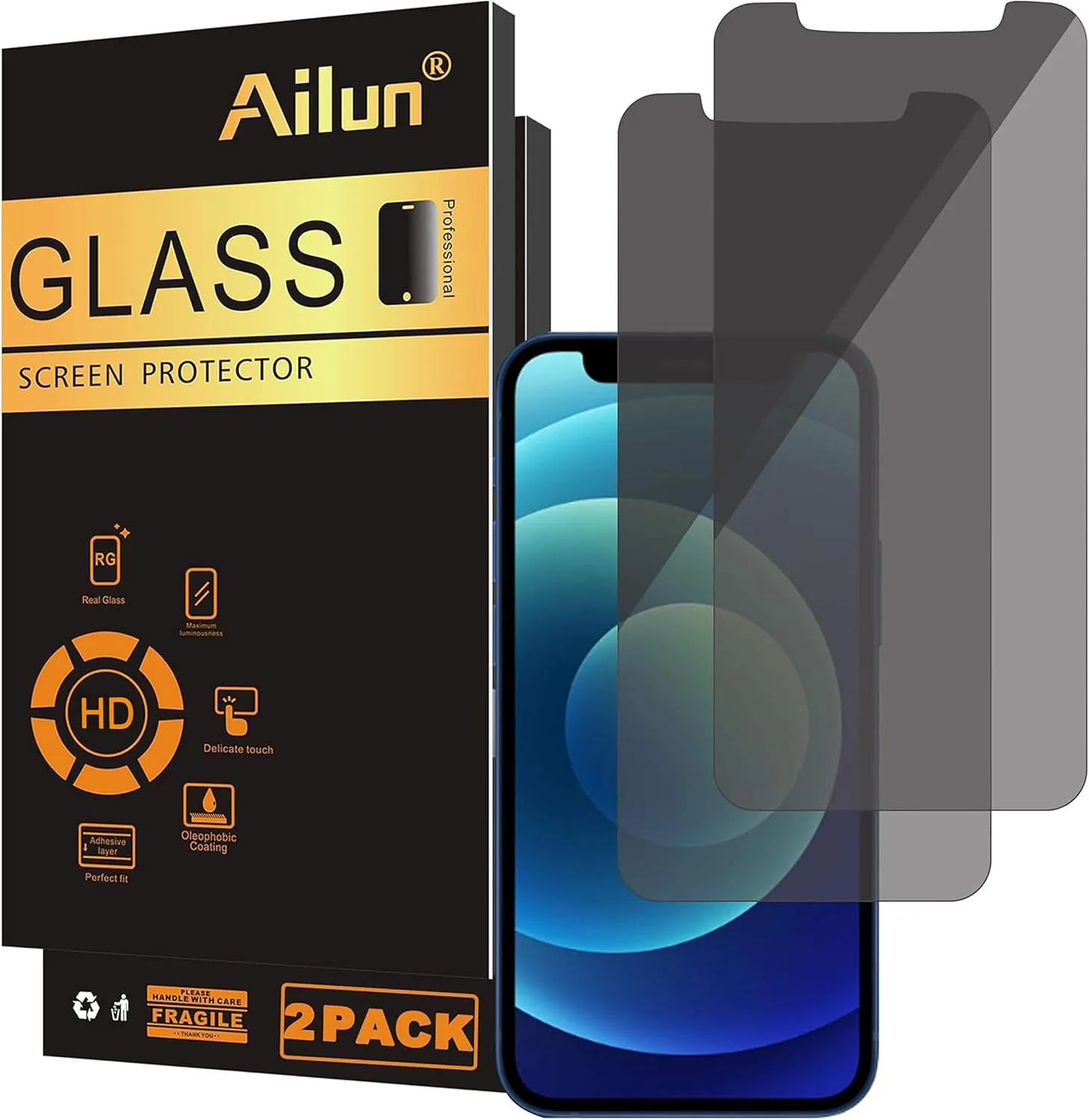 Ailun 2 Pack Privacy Screen Protector for iPhone 12 Mini 5.4 Inch
