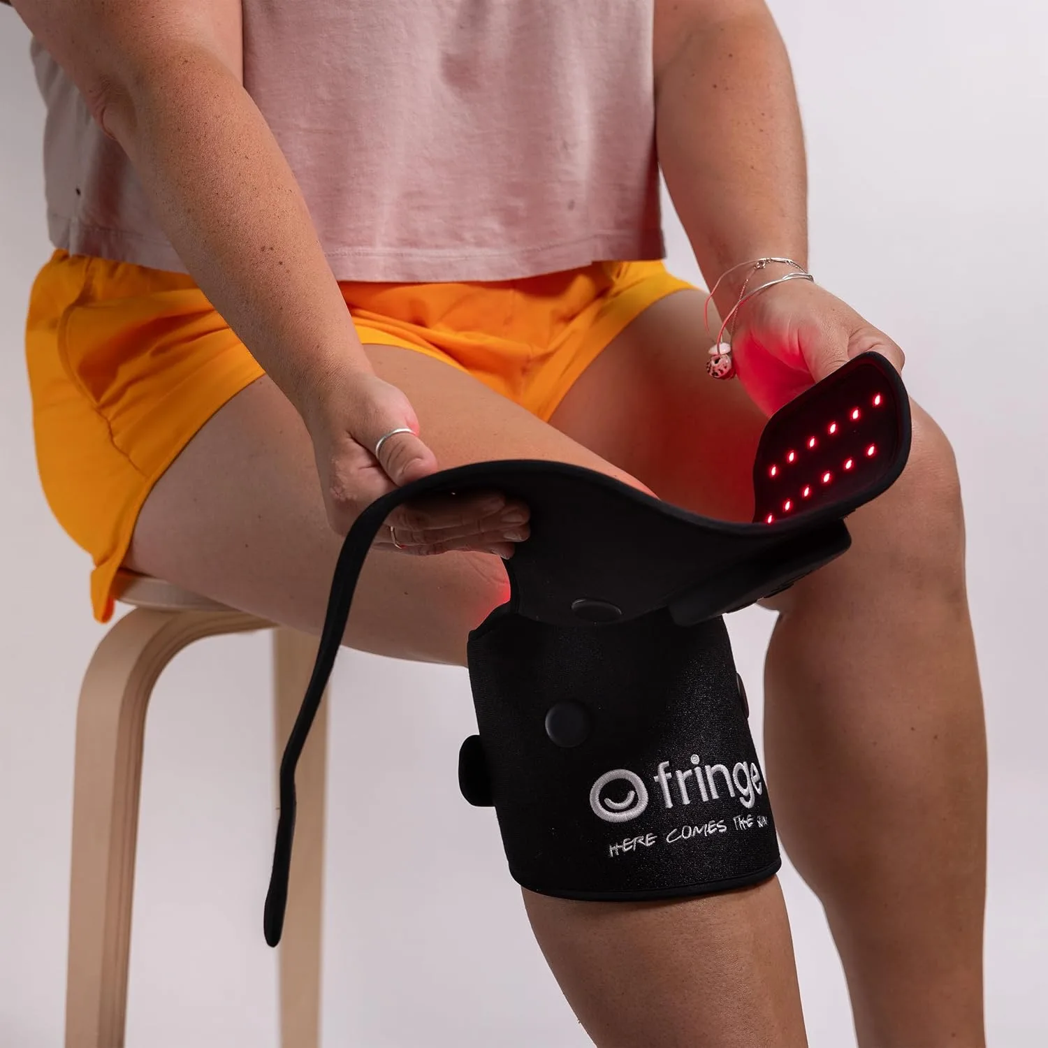 Fringe Red Light Therapy with Vibration Massage, Knee Wrap, 660nm & 850nm