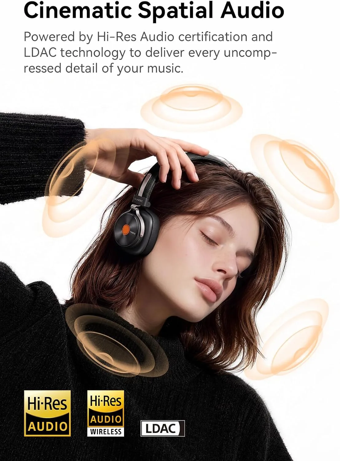 1MORE Classic HQ36 Wireless on-Ear Headphones, Hi-res Audio, Spatial Audio
