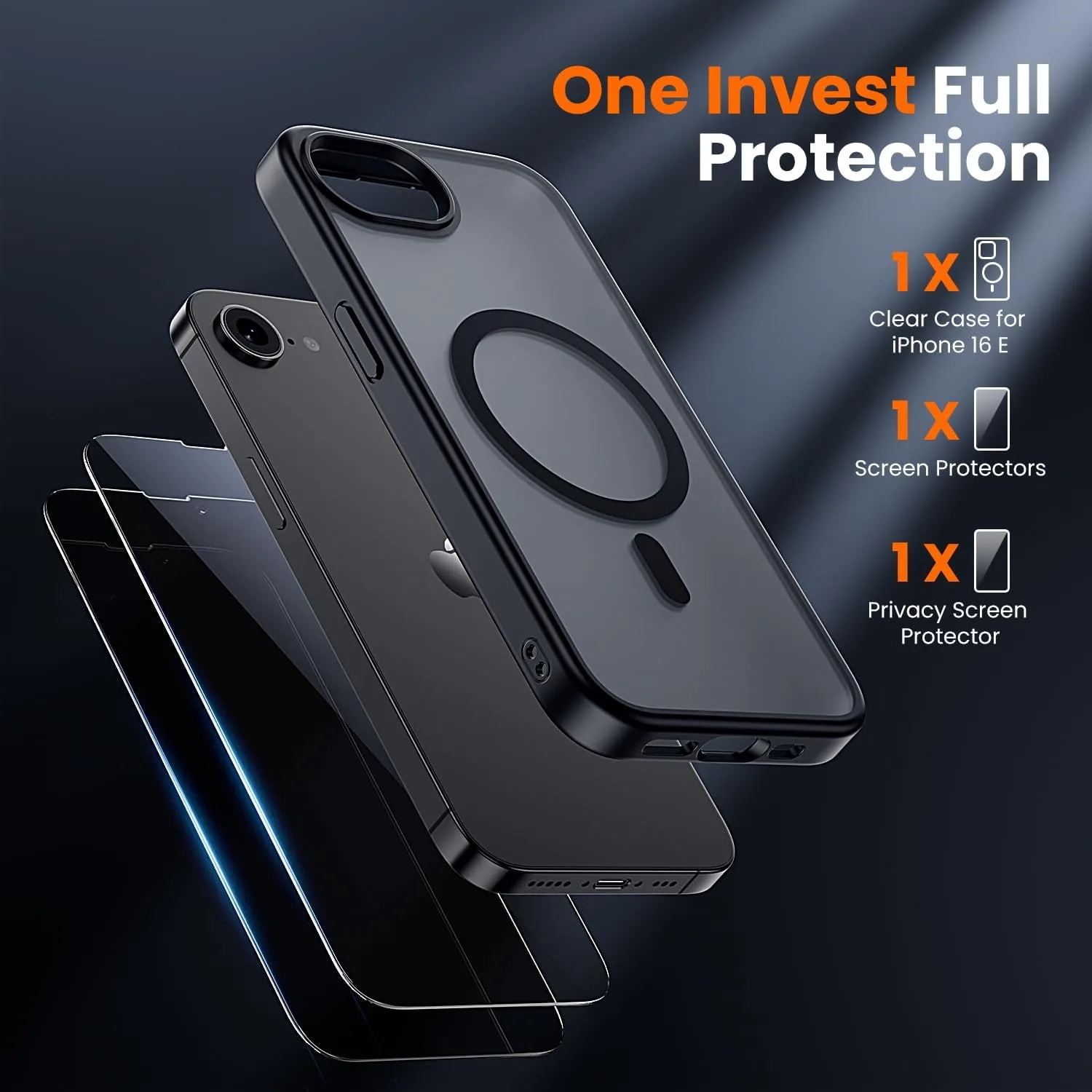 toushion 3 in 1 for iPhone 16E Case/iPhone 17E Case Matte Black