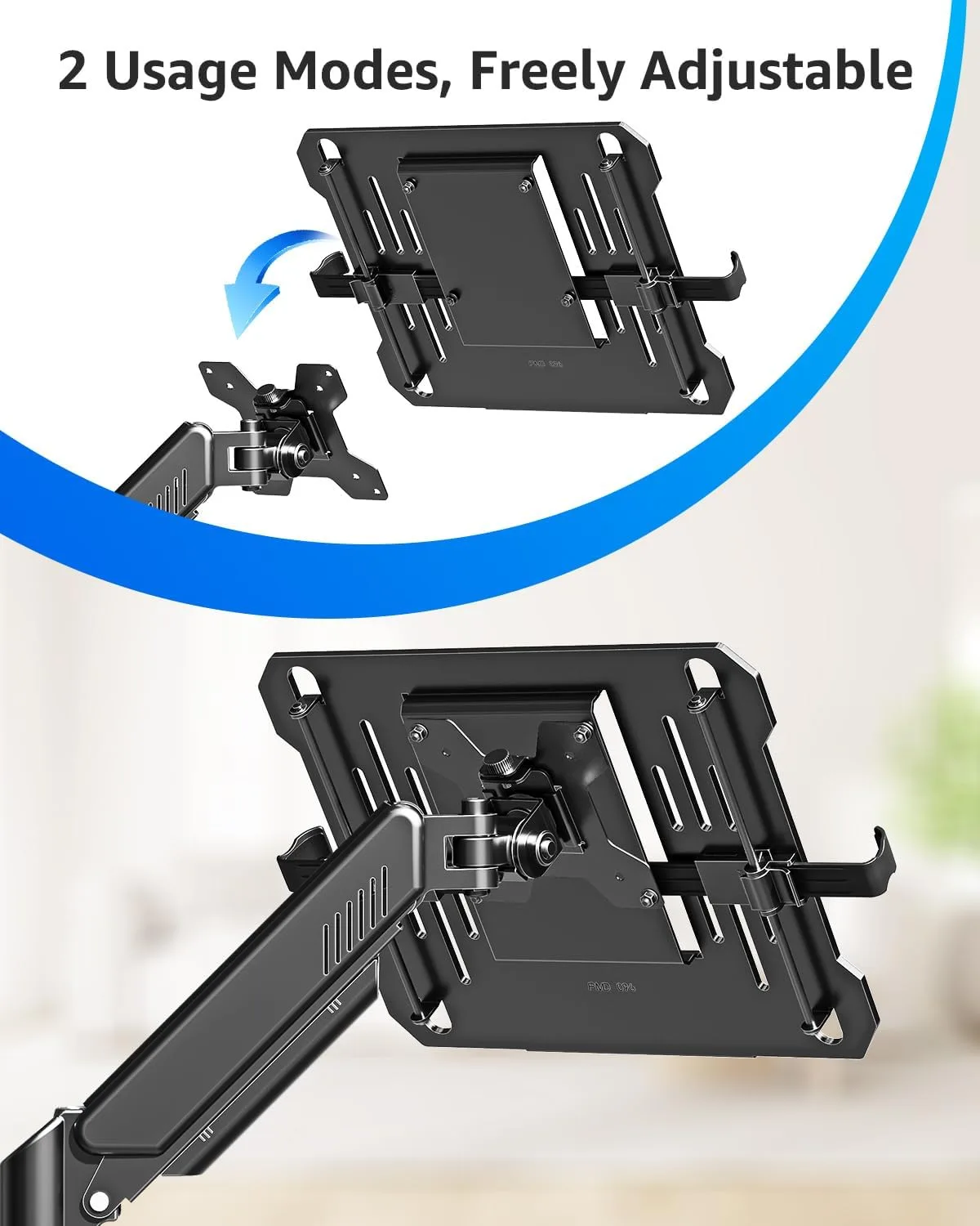MOUNTUP Laptop Stand for Desk, 2-in-1 Monitor Mount with Laptop Tray Holds 2.2-22lbs, Adjustable Laptops Arm Mount for Max 17" Notebook & 32" Monitor, Laptops Desk Arm with Clamp/Grommet