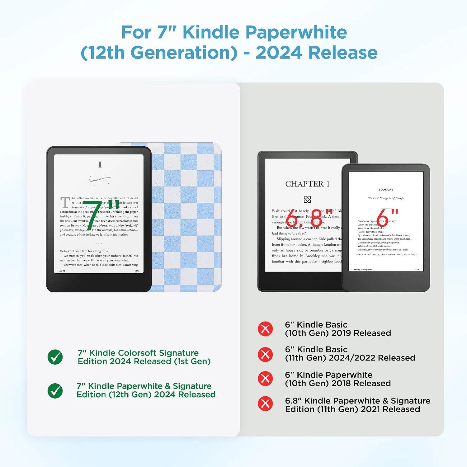 Clear Case for 7'' Kindle Paperwhite 12th Gen 2024 & Colorsoft