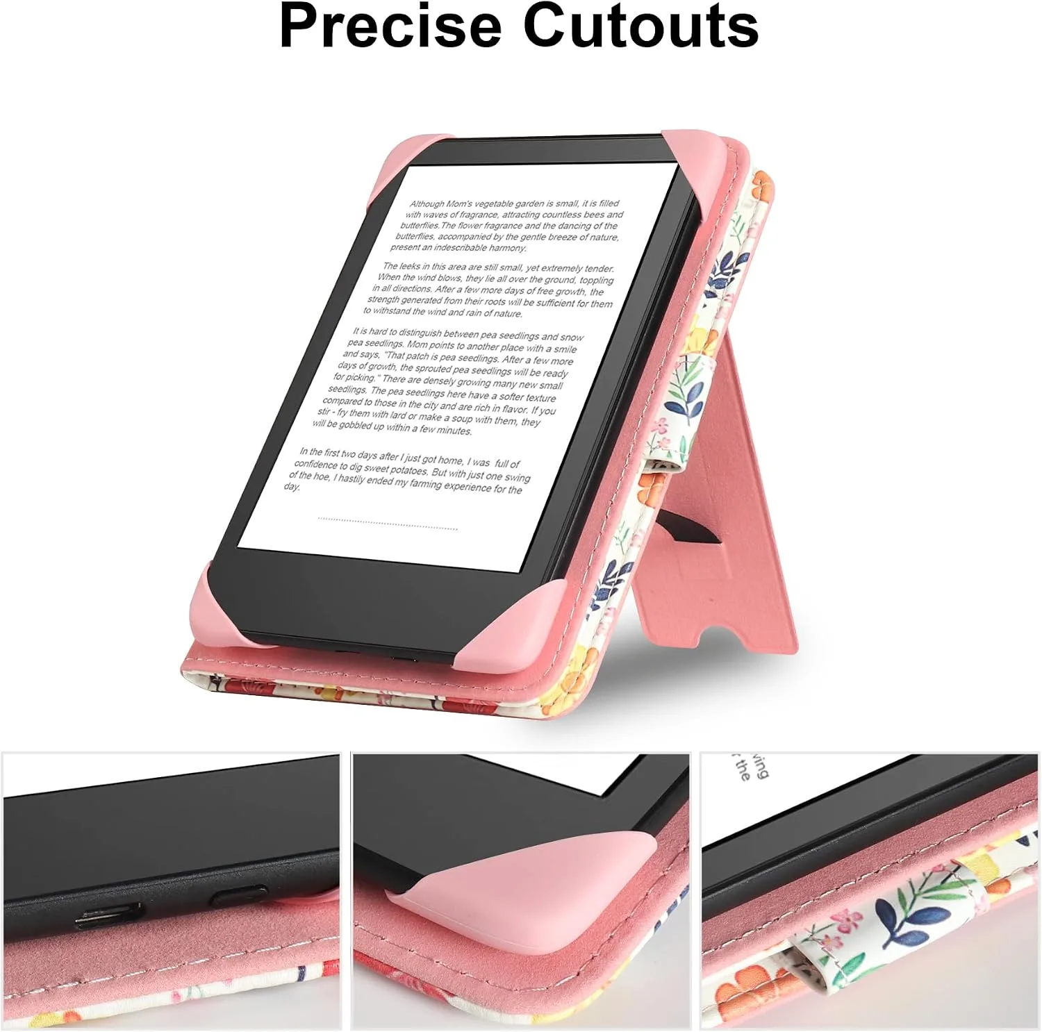 HoYiXi Universal Case for 6 inch eReader,Compatible with Kindle/Kobo Clara HD/Kobo Clara 2E/Paperwhite/Pocketbook/Tolino eReader,with HandStrap/Kickstand, Cover Case for 6'' eReaders,Floral