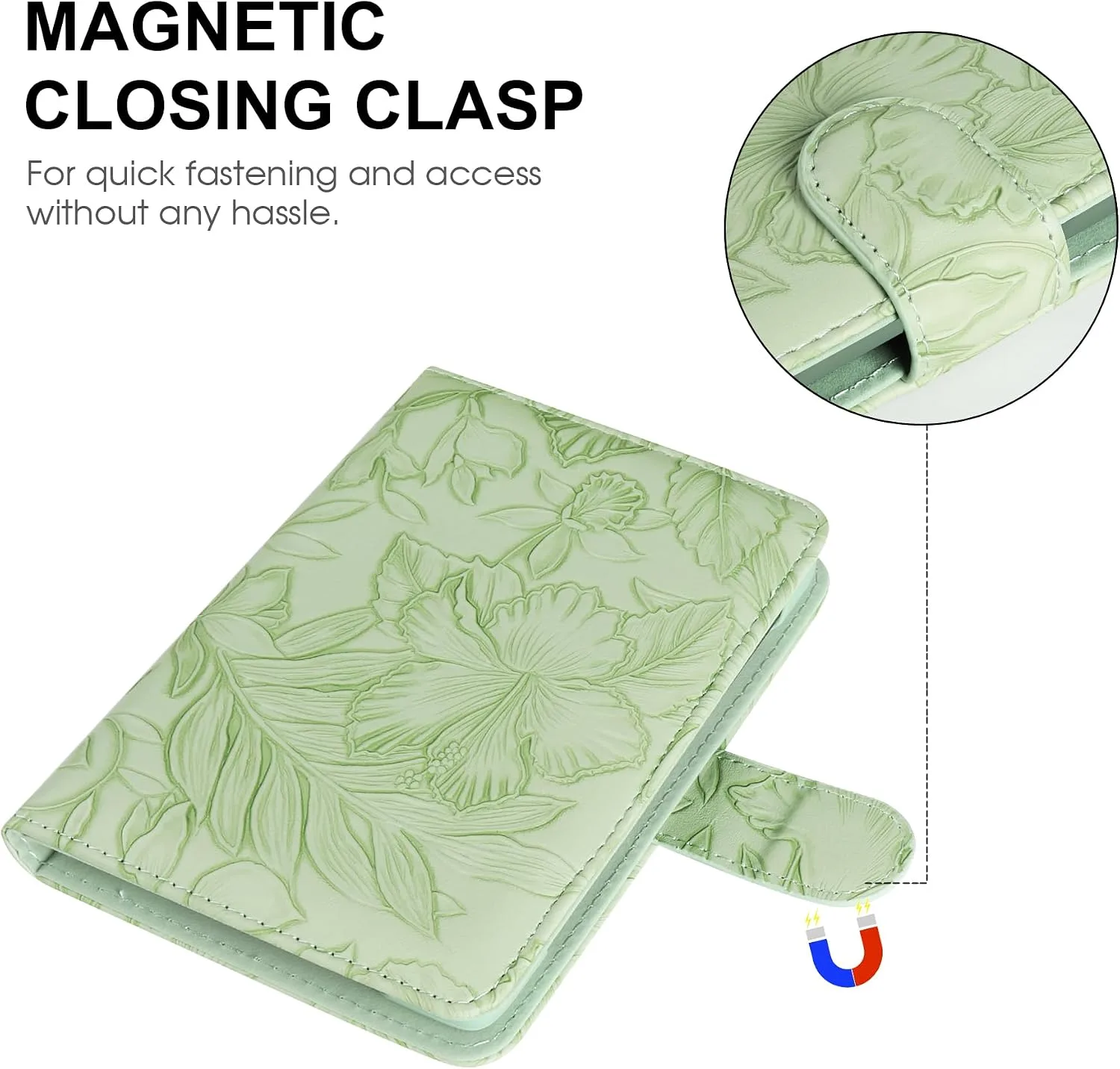 HoYiXi Universal Case for 6-inch Kindle eReader Compatible with Kobo/Voyaga/Pocketbook/Tolino E-Book Reader,6'' eReader Protective Cover with Built-in Card Slot,Green Leaves