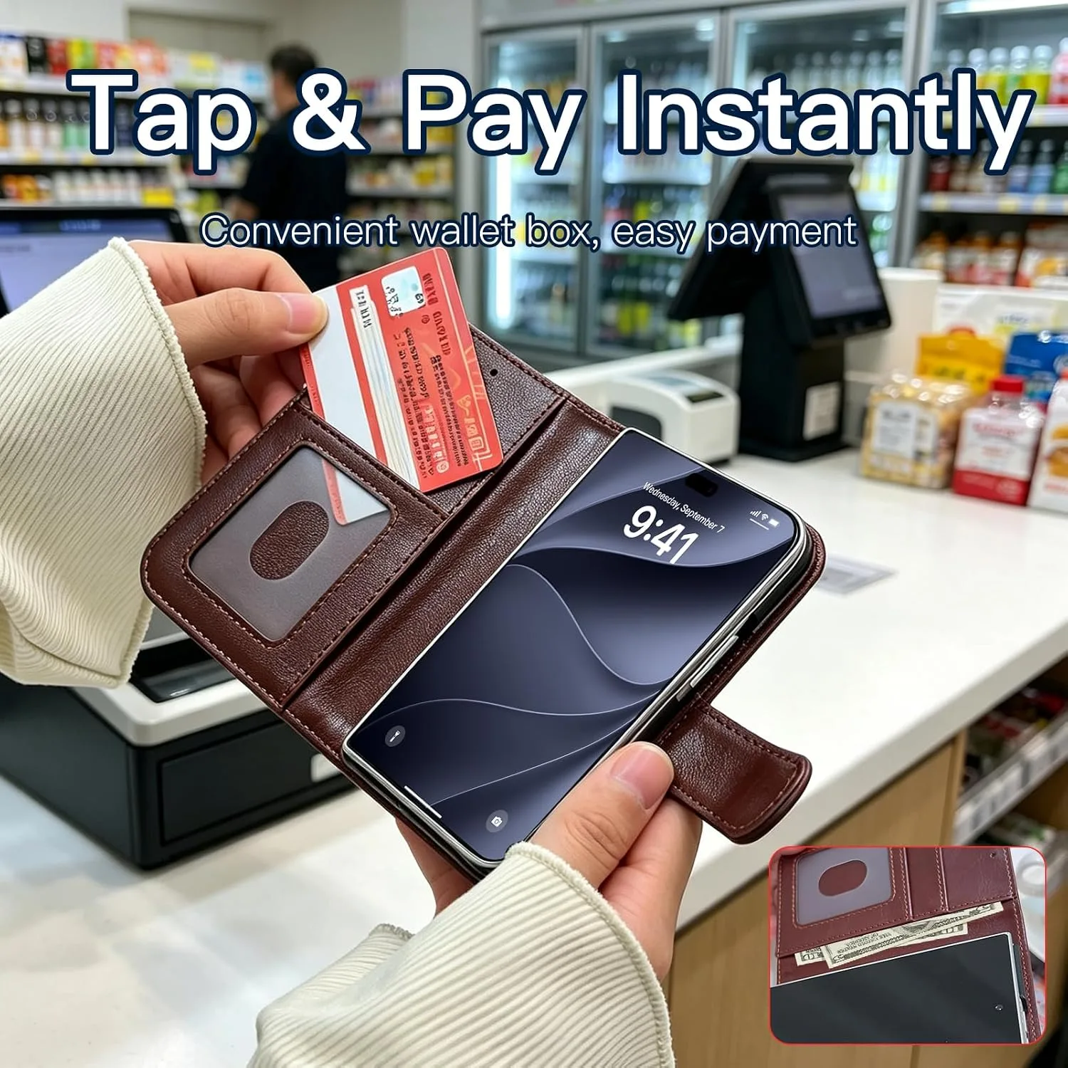 Wallet Phone Case Crafted for iPhone Duo Brown