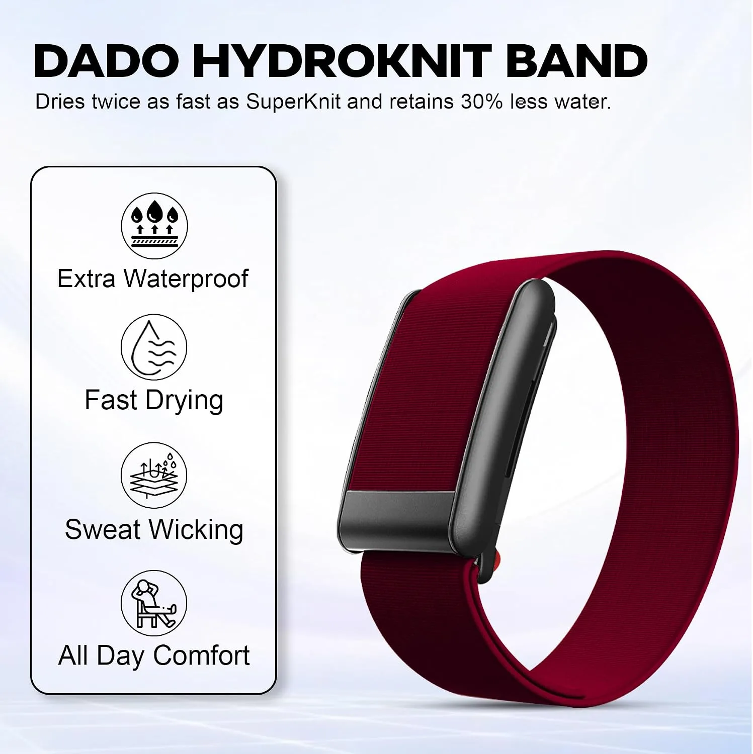 DADO HydroKnit Waterproof Nylon Sport Band Compatible with WHOOP 5.0, One, Peak, and Life | Elastic, Fast-Drying, Water-Resistant, and Comfortable Strap for Active Lifestyles