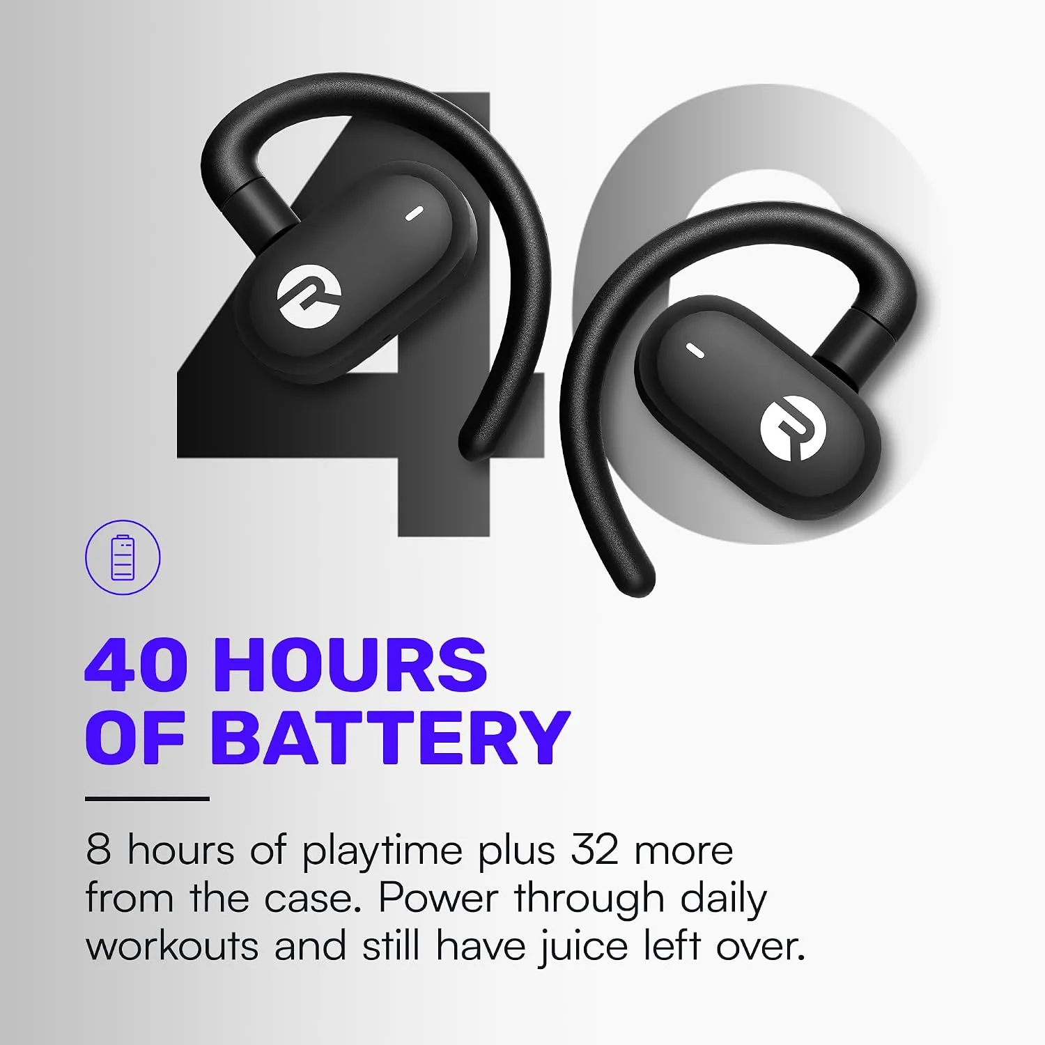 Raycon Fitness Open Ear Earbuds – Open Ear Headphones, Earbuds Wireless Bluetooth, Running Headphones, Sweat & Water-Resistant Earphones, 40 Hours Battery Life (Mint)
